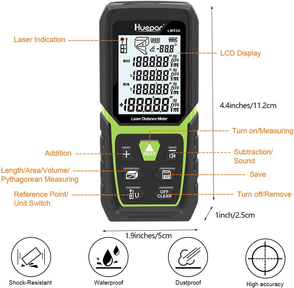 Thumbnail 4 de Huepar LM50A Laser Entfernungsmesser 50 m 📐