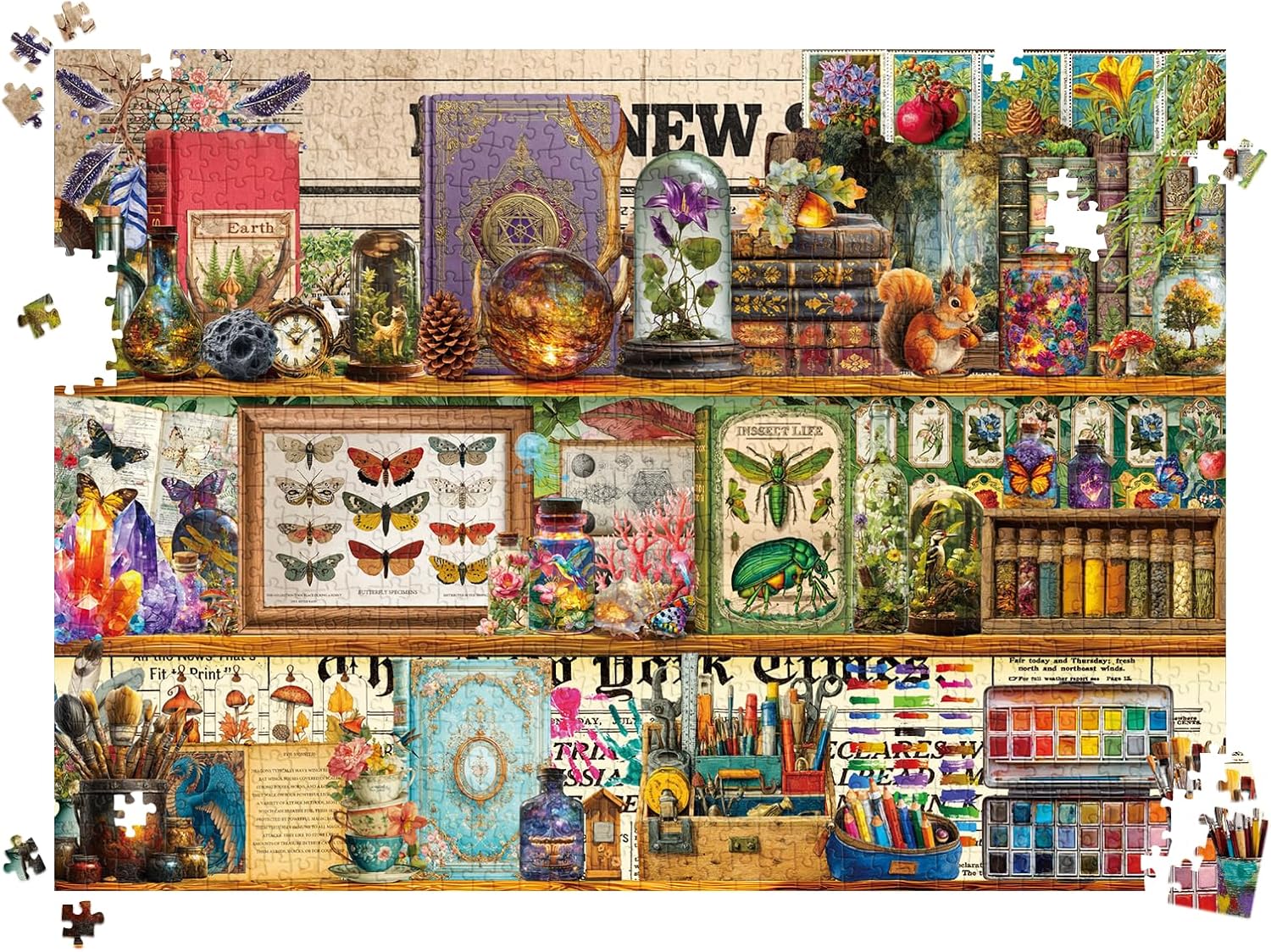 Thumbnail 6 de HUADADA 1000-Piece Jigsaw Puzzle for Adults – Vintage Fantasy Bookshelf (27.5 x 19.7 inch)