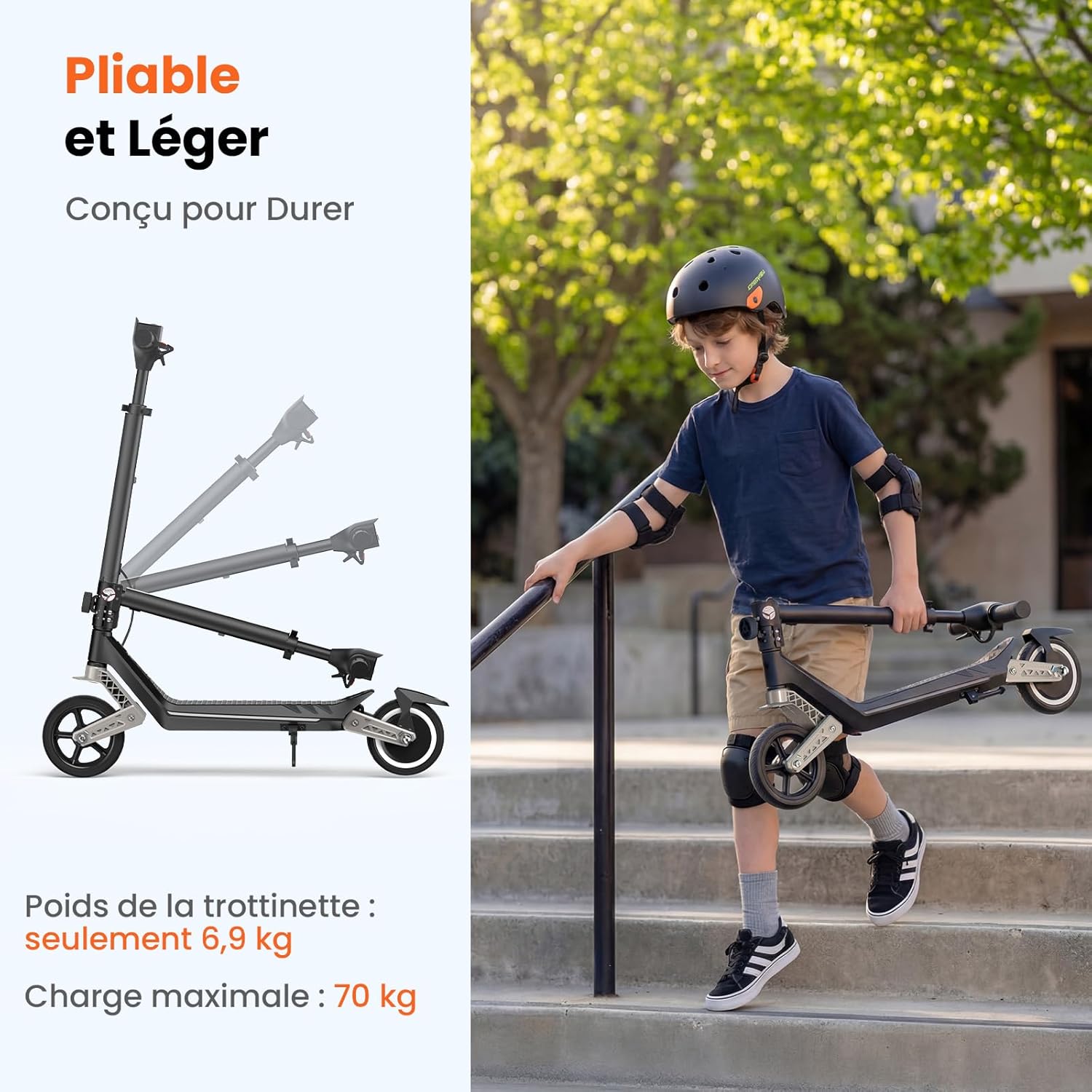 Thumbnail 5 de Trottinette Électrique Enfant K6,6-12 Ans – Pliable, Suspension Double et 3 Vitesses