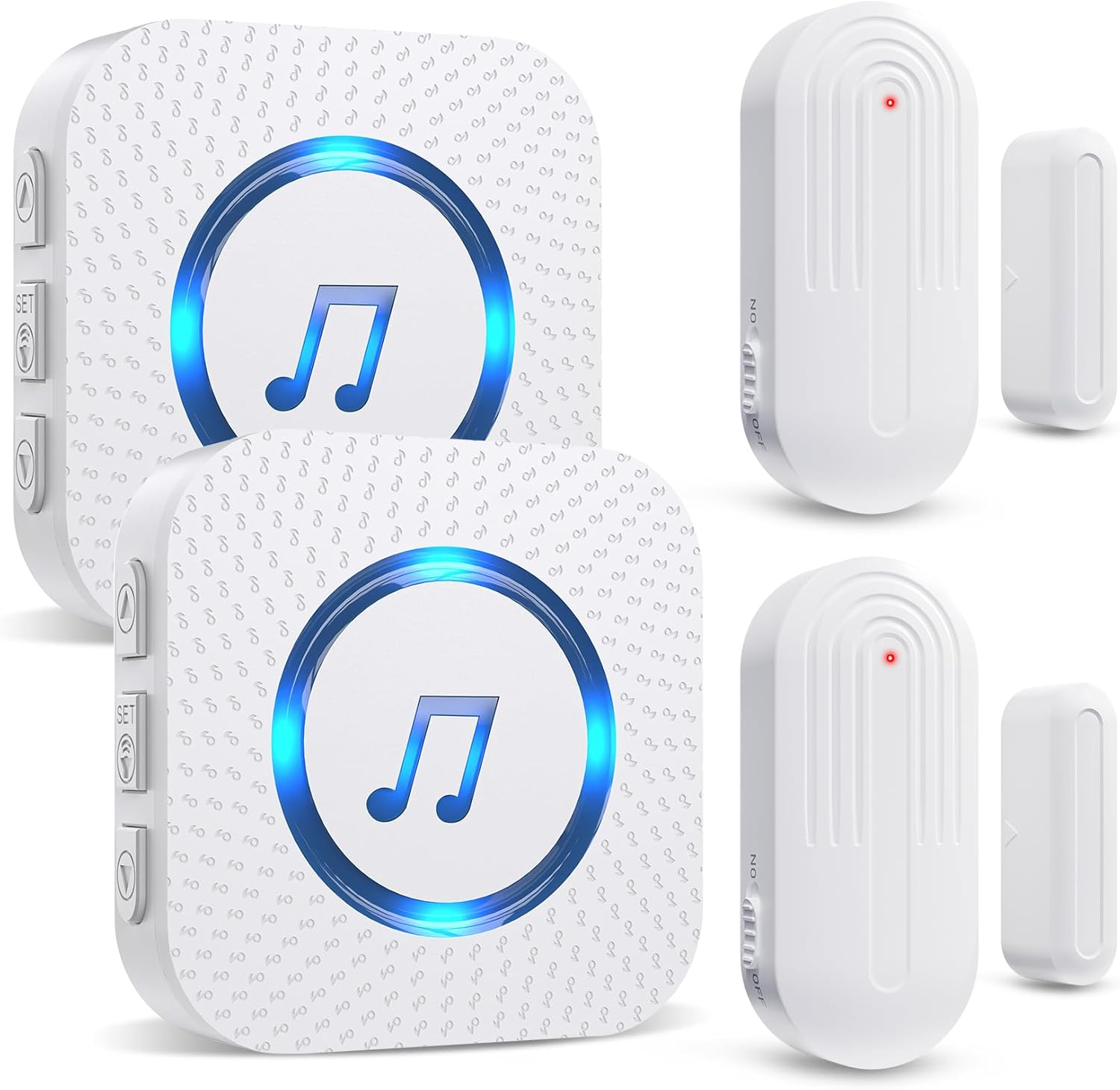 Detalle de SANJIE Wireless Door Alarm Sensor Chime: 500ft Range, 55 Ringtones, 5 Adjustable Volumes (UK Plug Receivers Included)