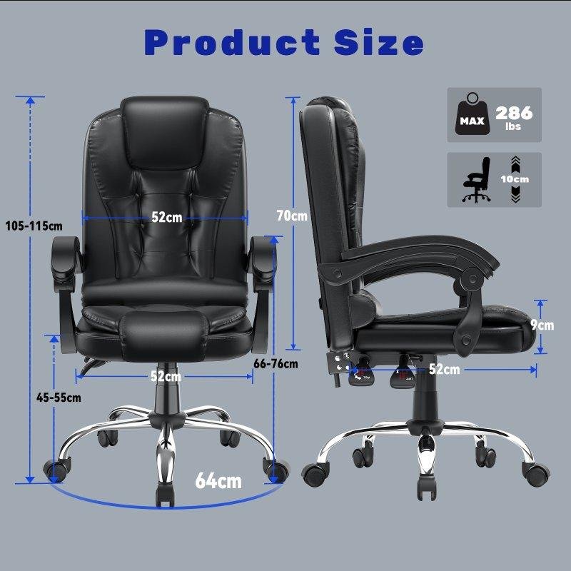 Thumbnail 3 de Silla de oficina Naspaluro ergonómica (360°) con reposabrazos ajustable, negro