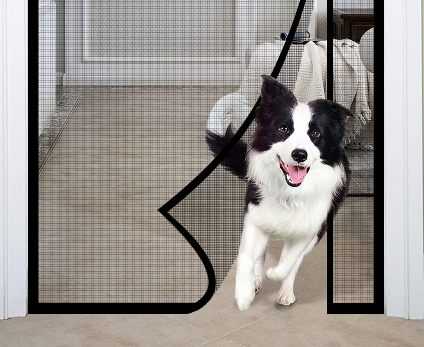 Thumbnail 4 de DIKER Side Opening Magnetic Screen Door for French Doors (120x200cm, Black) — fly & insect mesh with hands-free entry