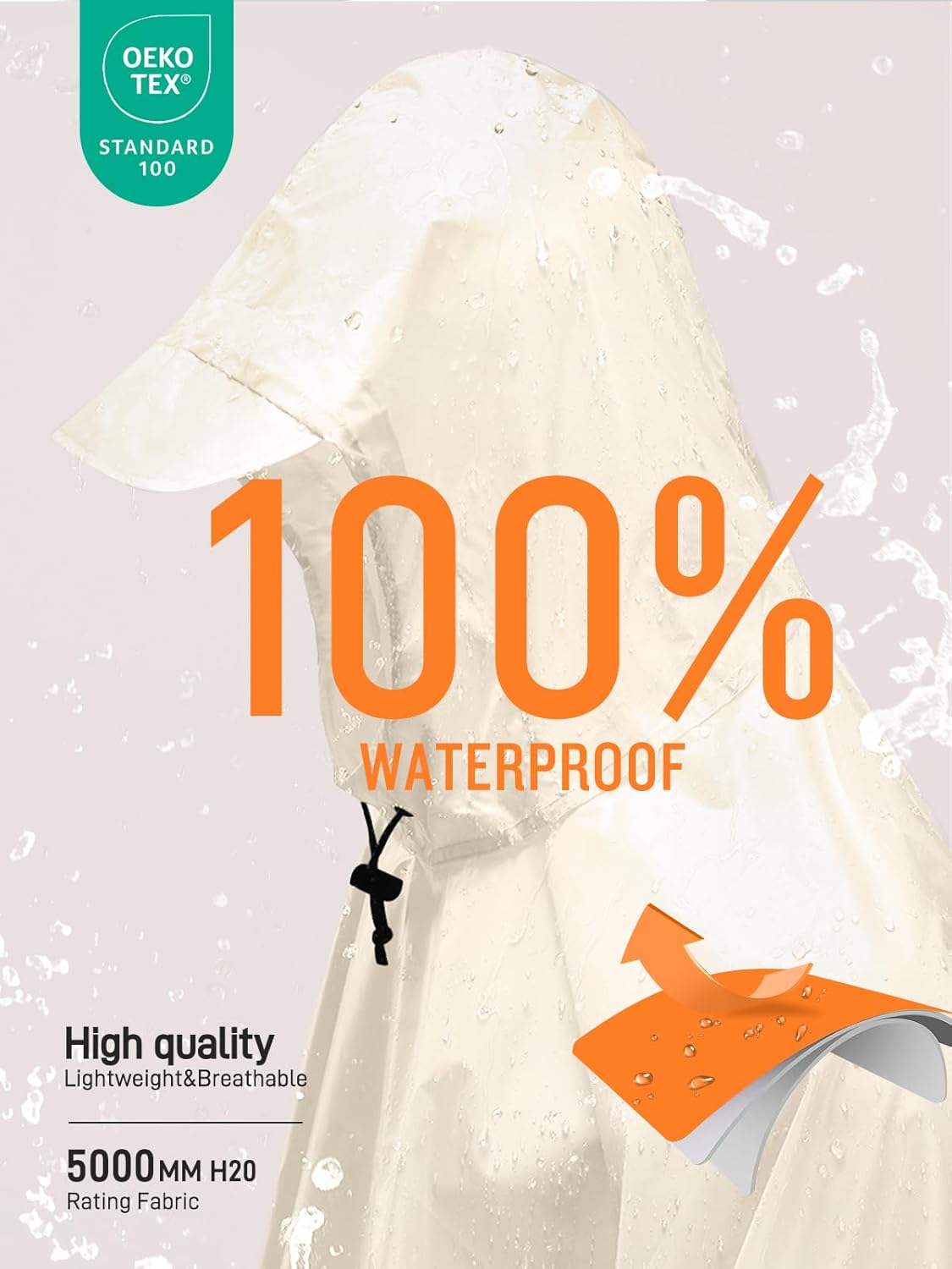 Thumbnail 3 de SaphiRose Hooded Rain Poncho: Waterproof, Windproof Raincoat for Everyday Outdoor Protection