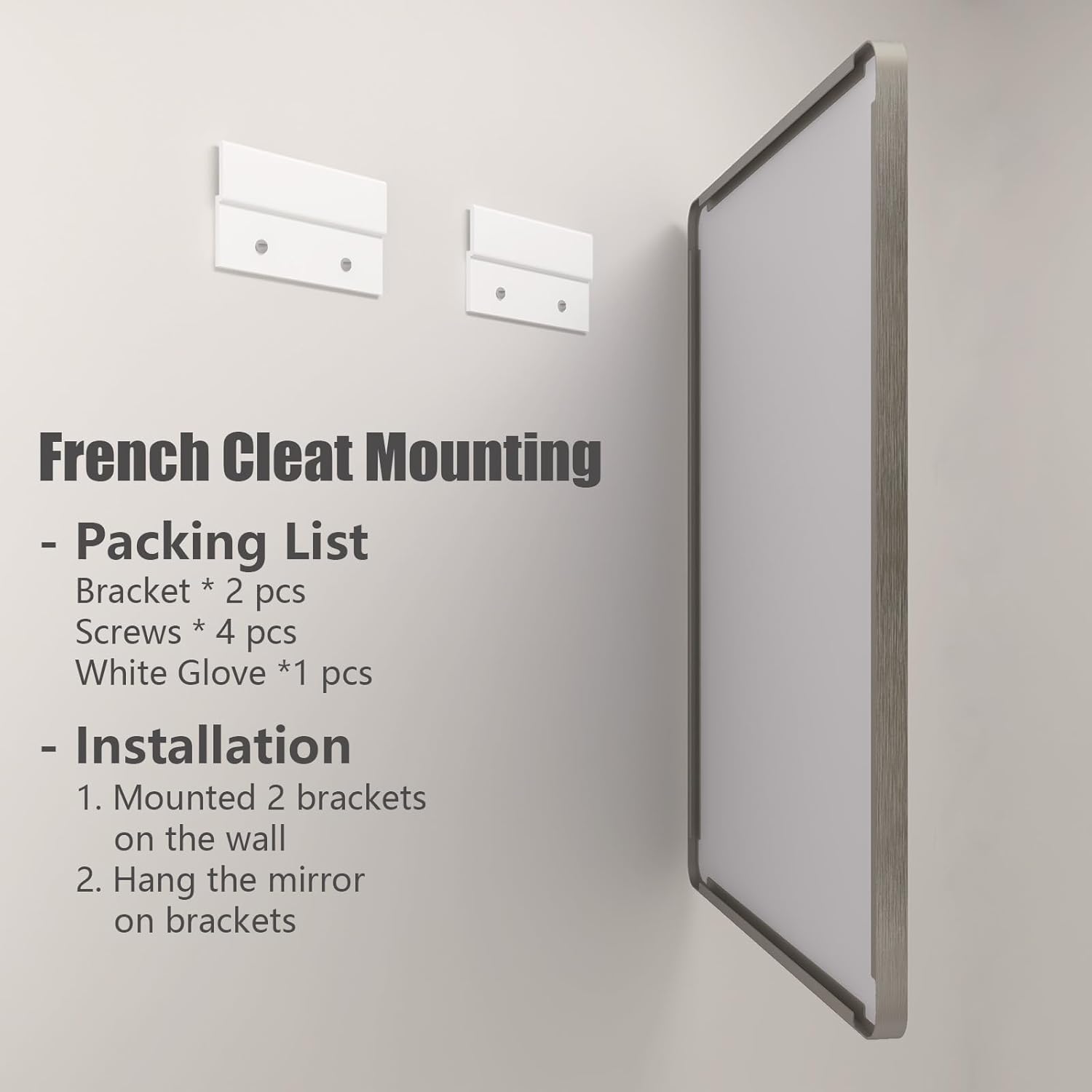Detalle de CHARMOR 24x30 Inch Silver Bathroom Mirror with Brushed Aluminum Frame