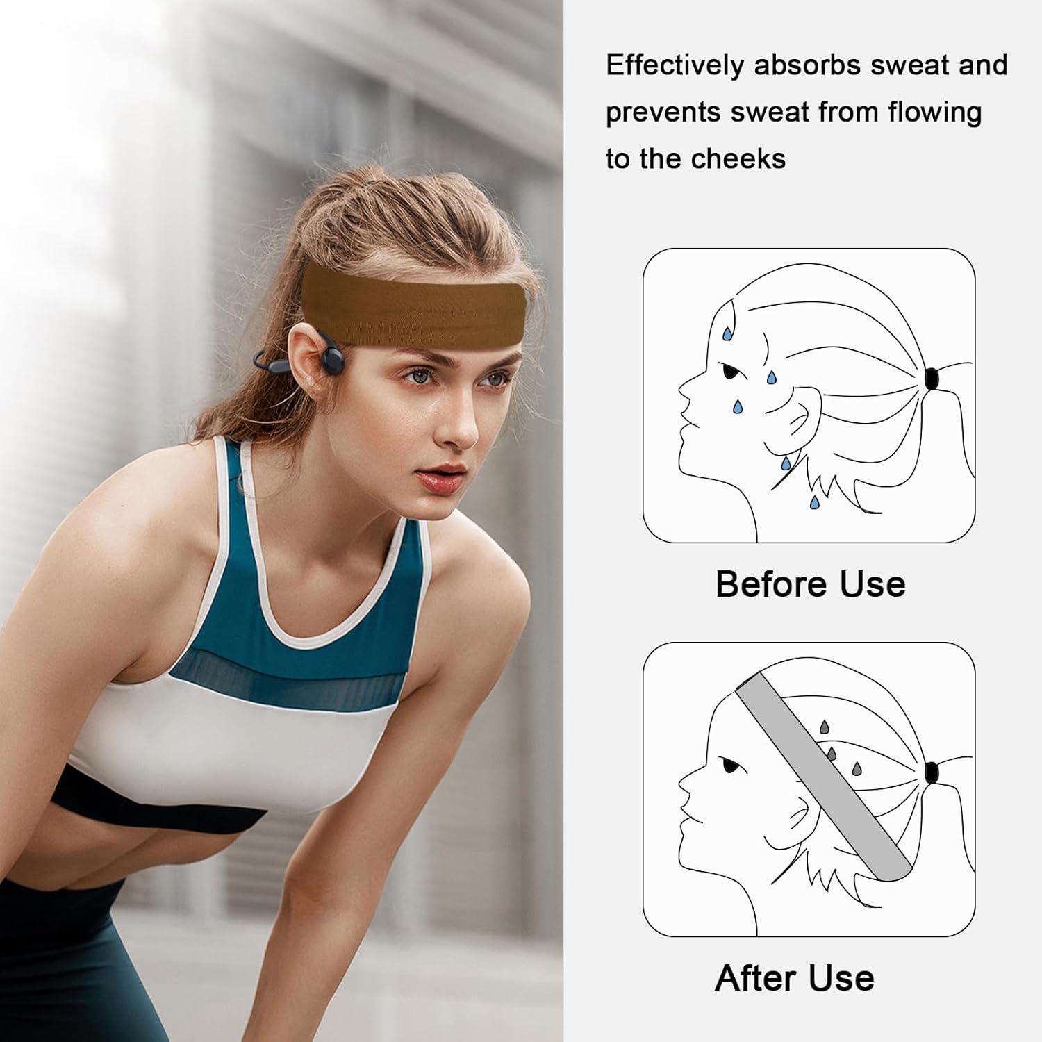 Thumbnail 5 de AWUMBUK Fascia Capelli Donna Uomo, 8 Pezzi Fasce Elastici Antiscivolo per Sport e Fitness