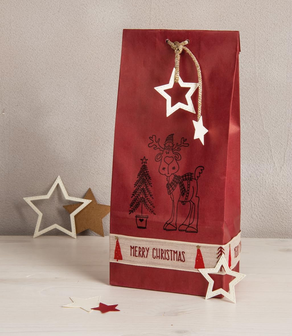 Detalle de Rayher Holzstempel „Wichtel im Glück“ (29256000), 7 x 9 cm für weihnachtliche Karten, Anhänger & mehr