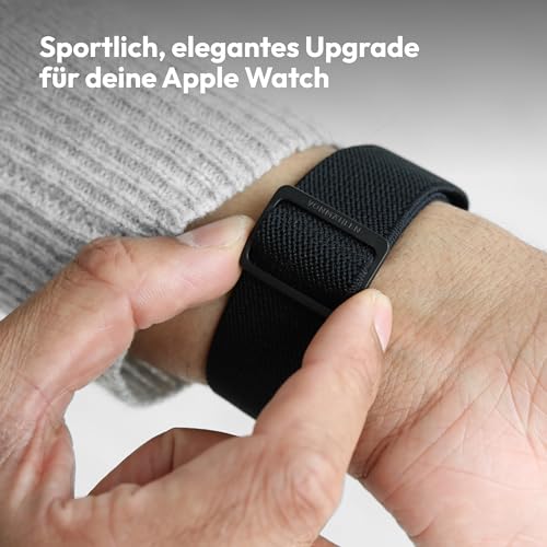 Detalle de VONMÄHLEN Classic Nylon Loop: Robustes Armband für Apple Watch 40/41/42 mm – All Black