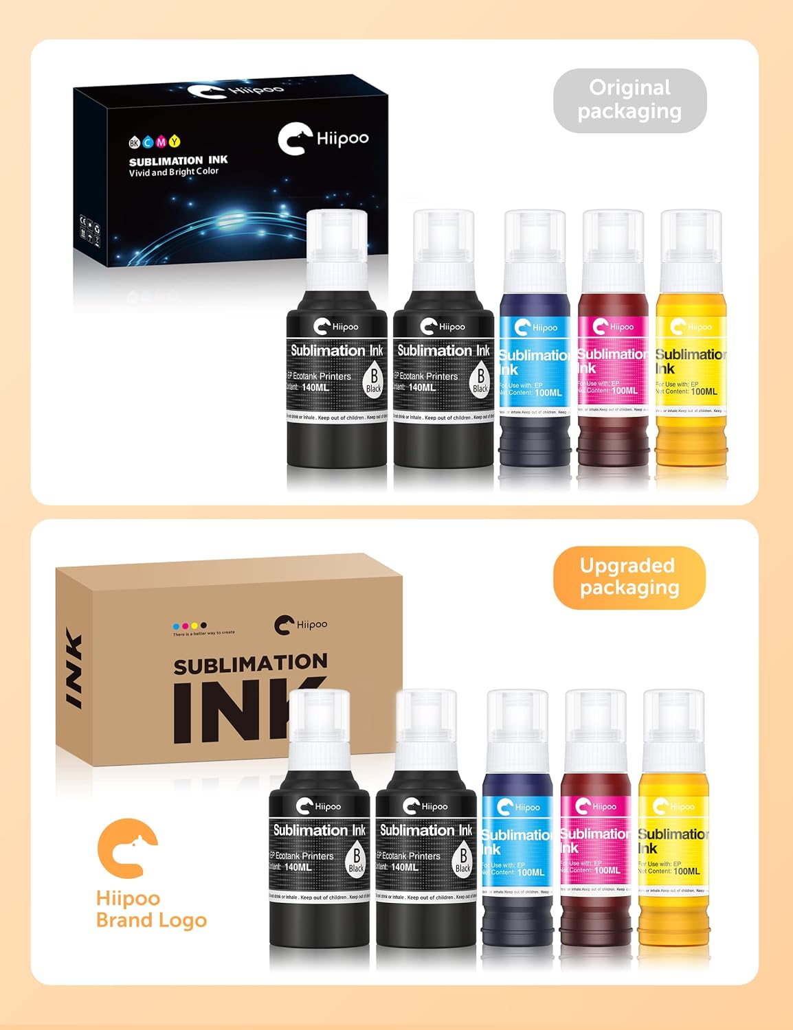 Detalle 2 de Hiipoo HIP0SUBINK Sublimation Ink, 580 mL Autofill Set for EcoTank
