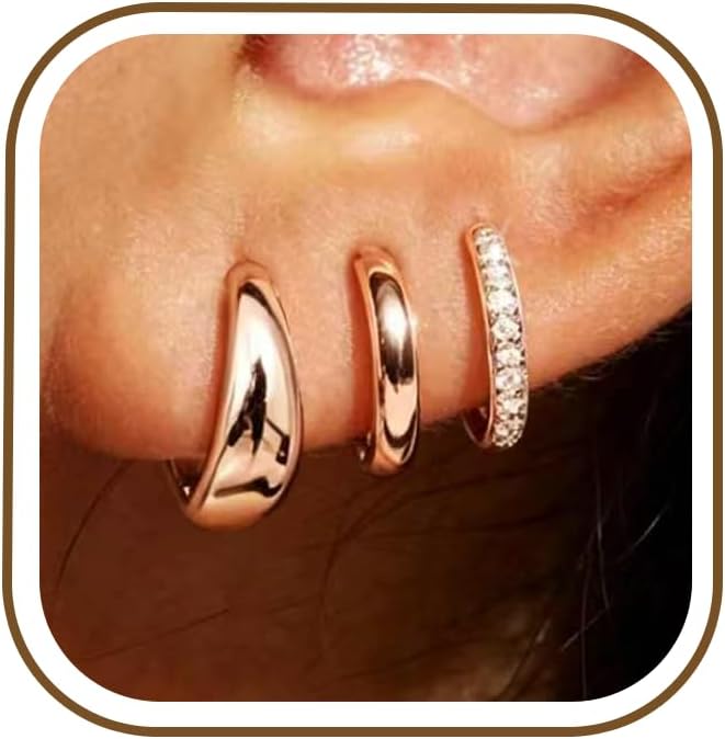 Thumbnail 6 de AVOTTO 3 Pairs Silver Earrings for Women – Hypoallergenic Sterling Silver Small Huggie Hoops