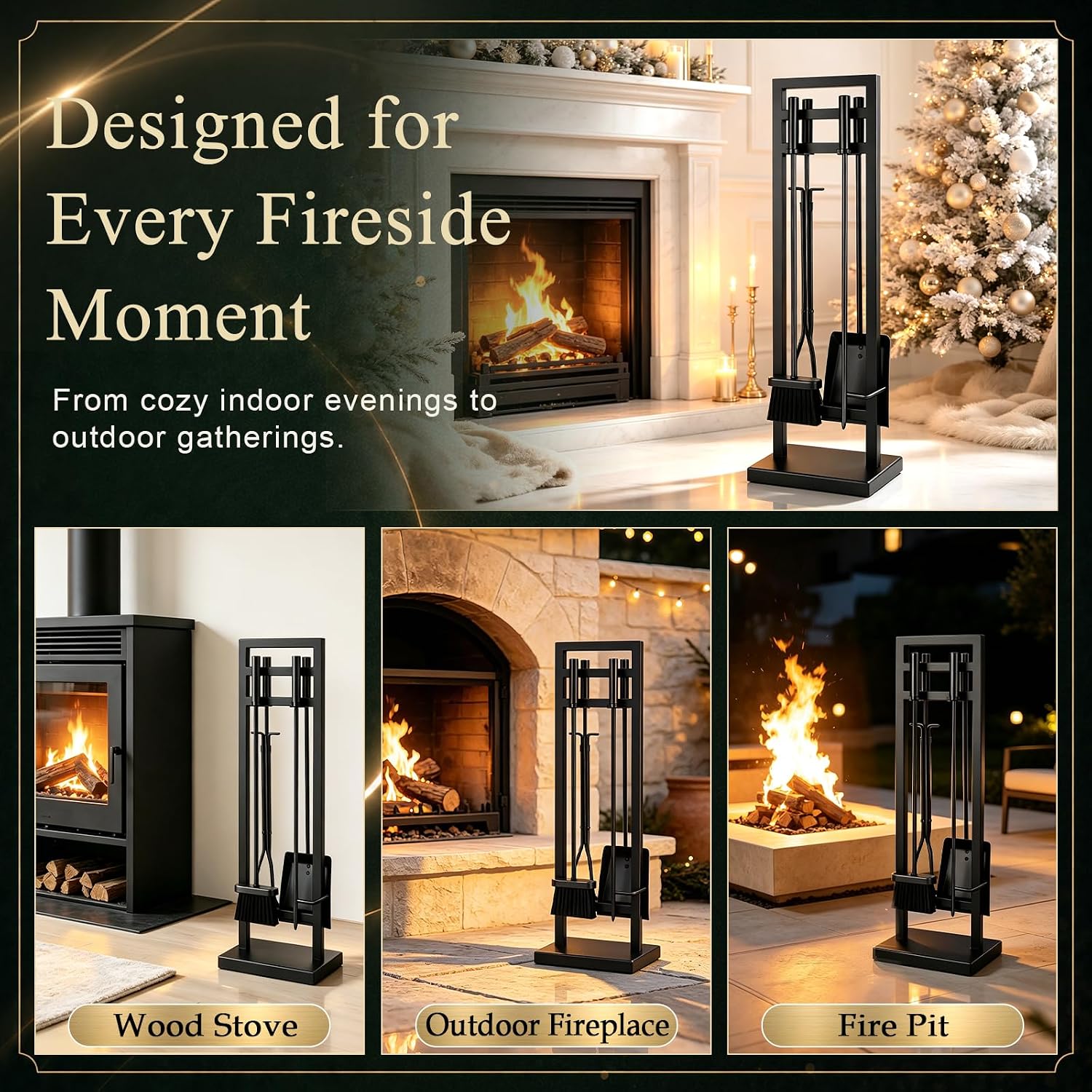 Detalle de FEED GARDEN Fireplace Tools Set 30 Inch