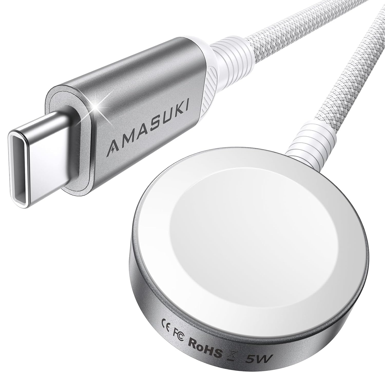 Detalle de 2026 Upgraded 5W Fast Magnetic USB-C Apple Watch Charger – 3.3ft Cable, Handy Magnetic Cable for iWatch Ultra 3/2, Series 11–7, AirPods Compatibility