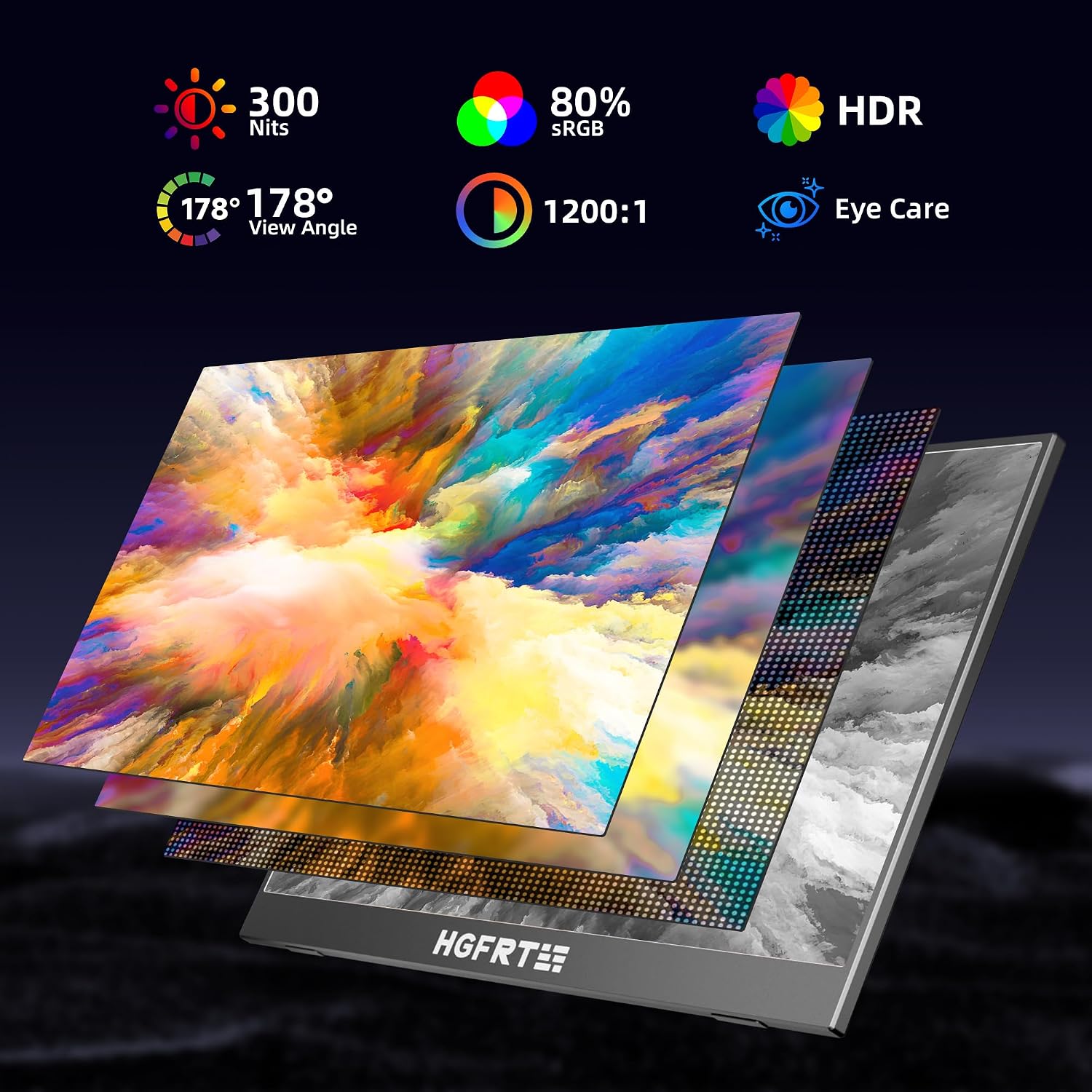 Thumbnail 1 de HGFRTEE Portable Monitor 15,6 Zoll (FHD 1920×1080) mit IPS, Kickstand und HDMI/USB-C