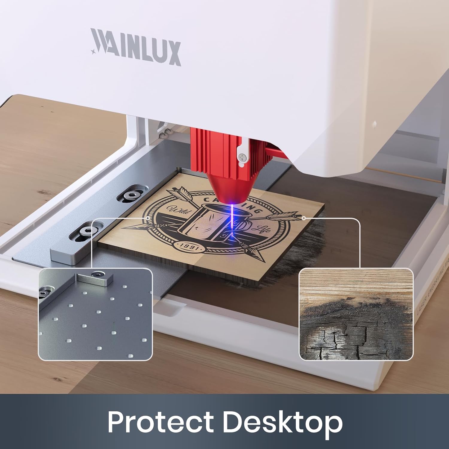 Detalle 2 de WAINLUXPRO ハニカムレーザーベッド K10用アルミ製作業パネル・位置決め角付き