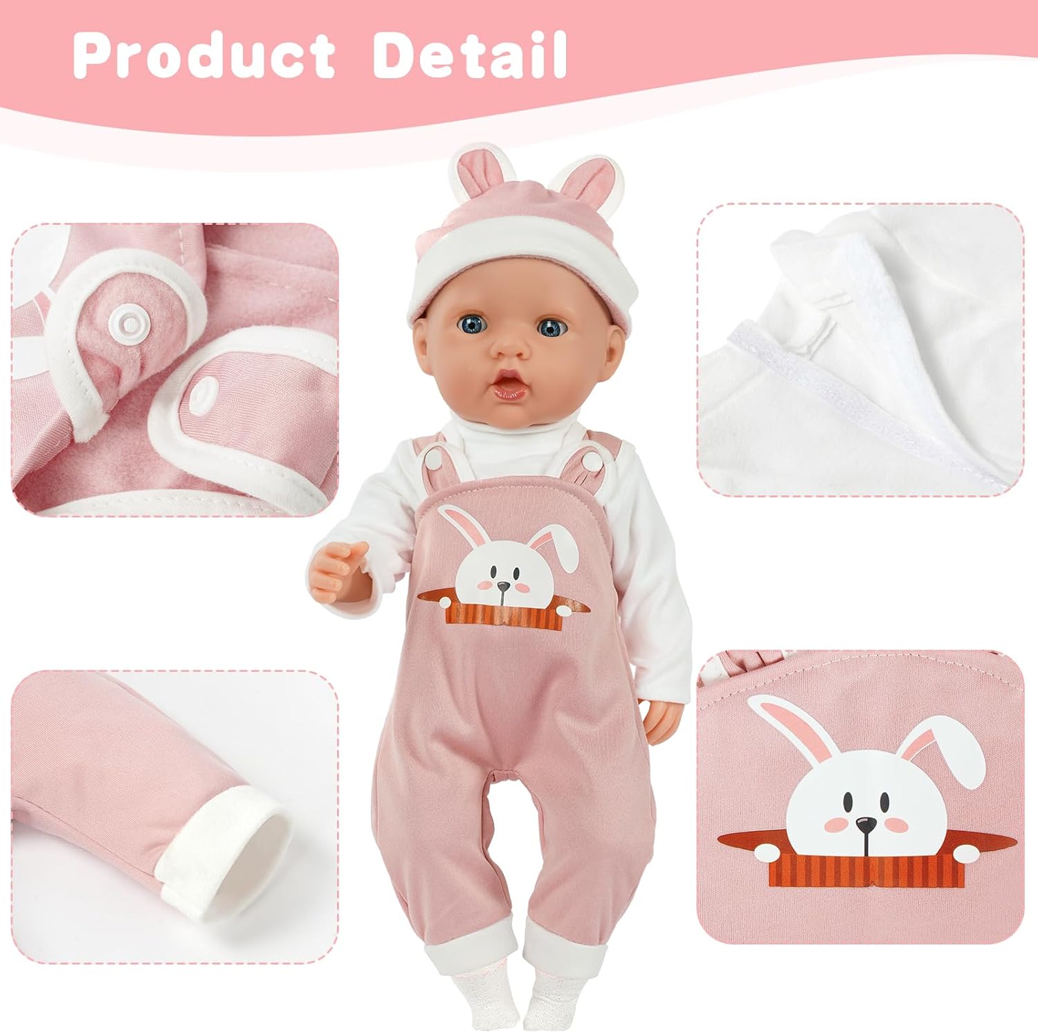 Thumbnail 3 de Aolso set vestiti per bambole New Born 35-45 cm con cappello e calzini (coniglietto rosa) — bambola non inclusa