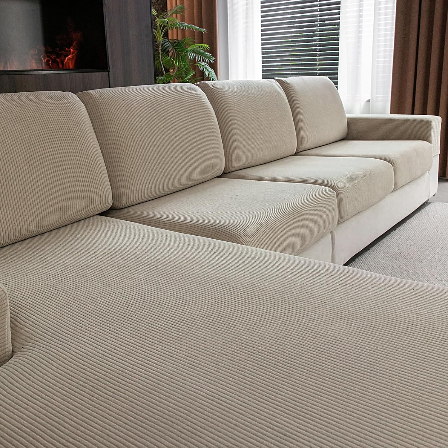 OHSIO Sectional Couch Cover 1-Piece Sofa Protector 🛋