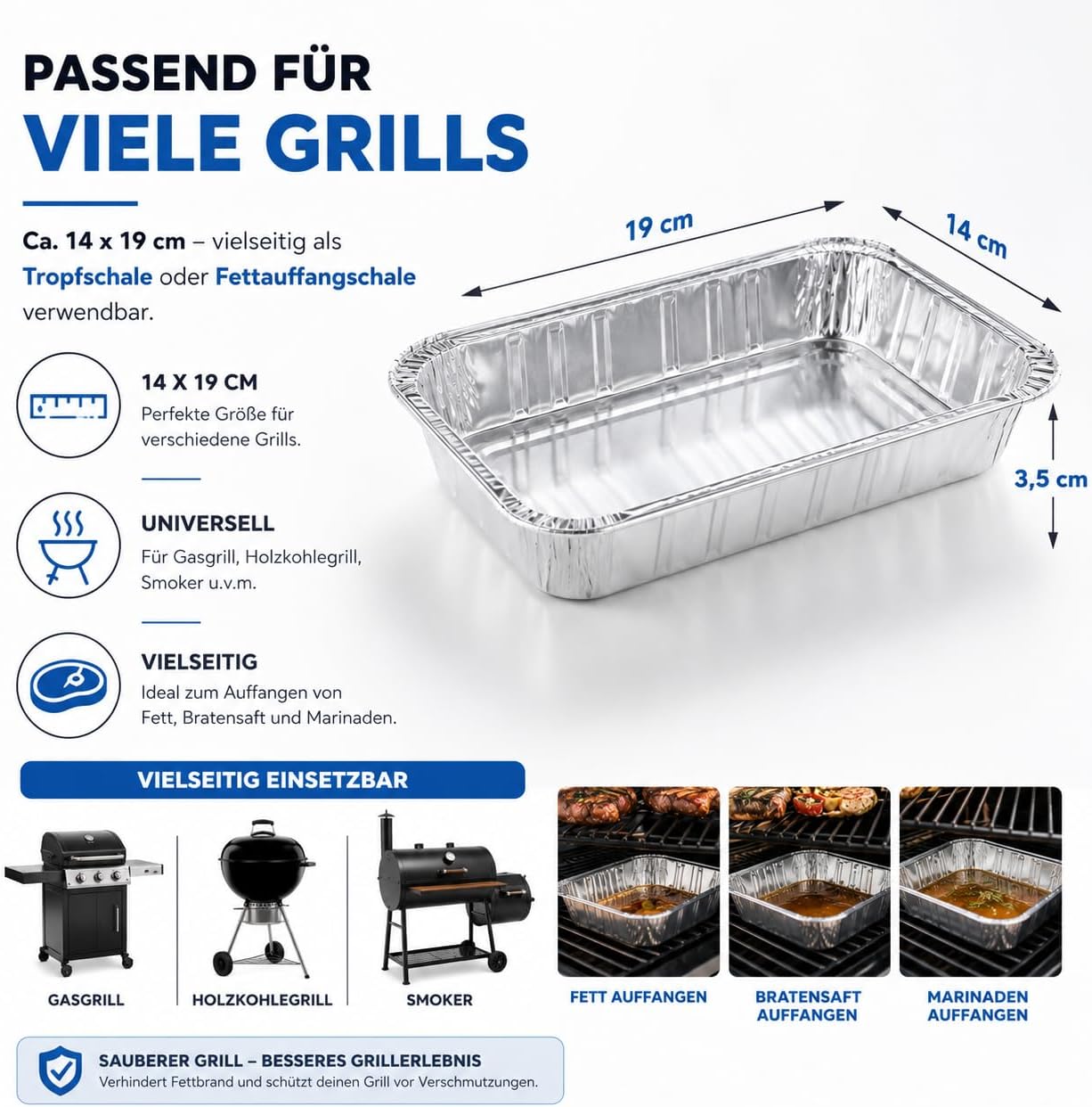 Detalle de TK Gruppe Timo Klingler 20er Einwegschale aus Aluminium – 1200 ml, ca. 14×19×4 cm