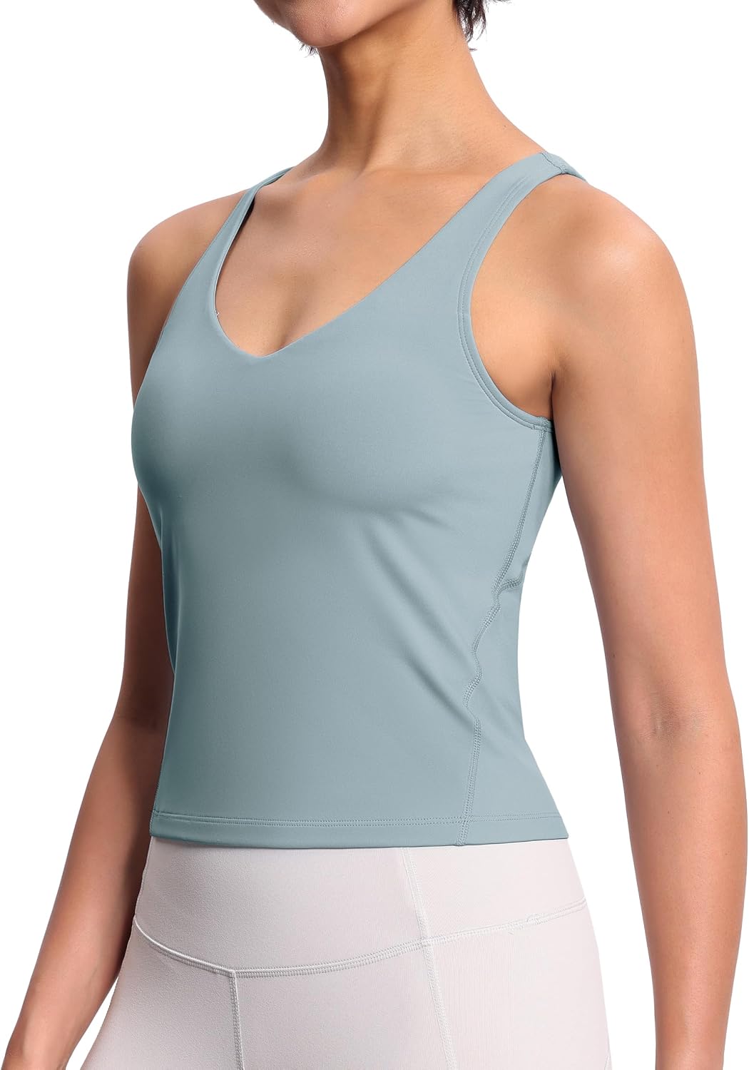 Detalle de THE GYM PEOPLE Longline sportbeha voor dames, gewatteerd en beugelloos