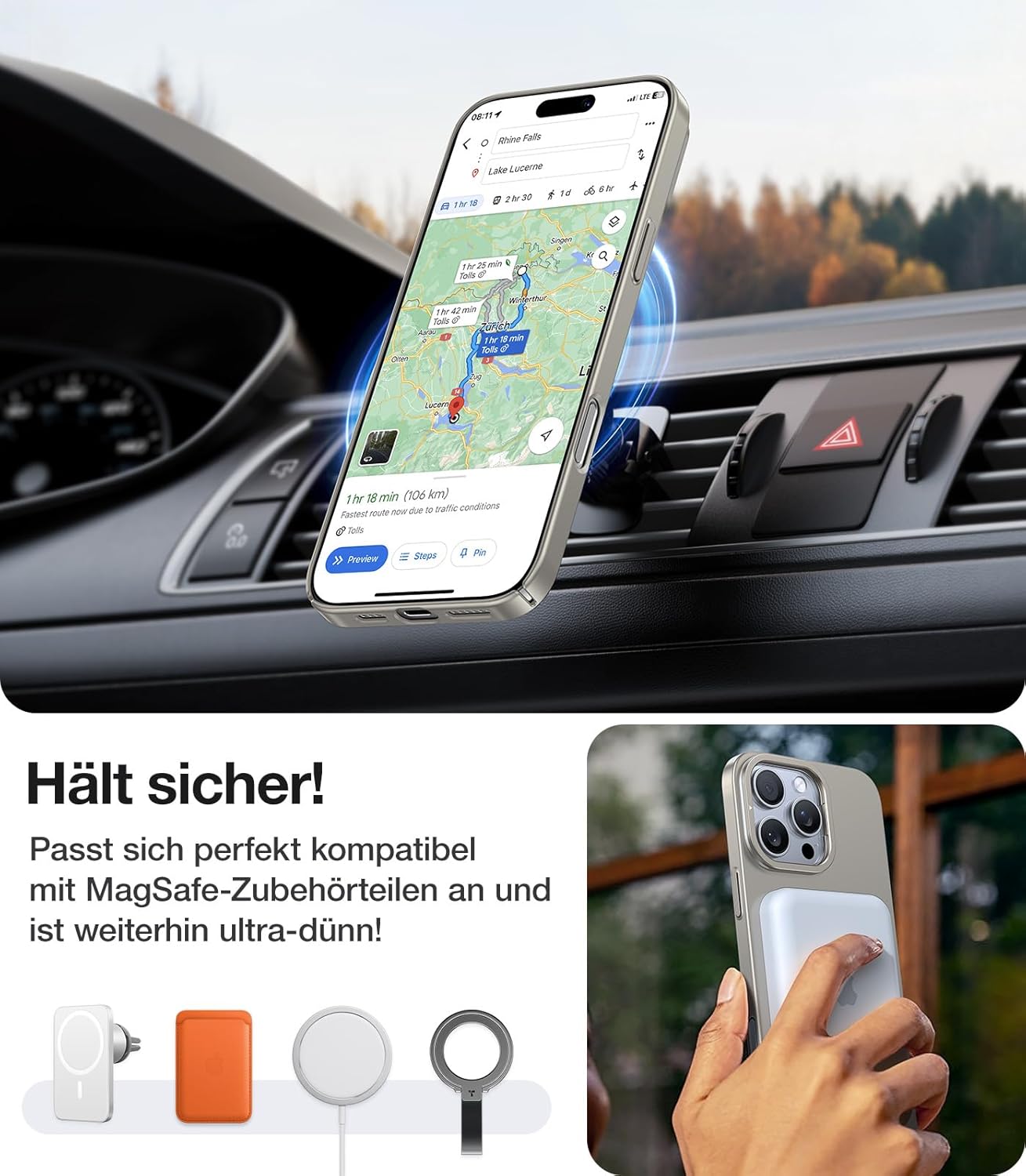 Thumbnail 3 de TORRAS Ultra Dünn für iPhone 16 Pro Max Hülle mit MagSafe | Nr. 1 Magnetkraft, Grau