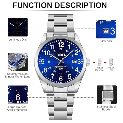 Thumbnail 7 de LN LENQIN Orologio Uomo Acciaio Inox Analogico Quarzo Datario Impermeabile