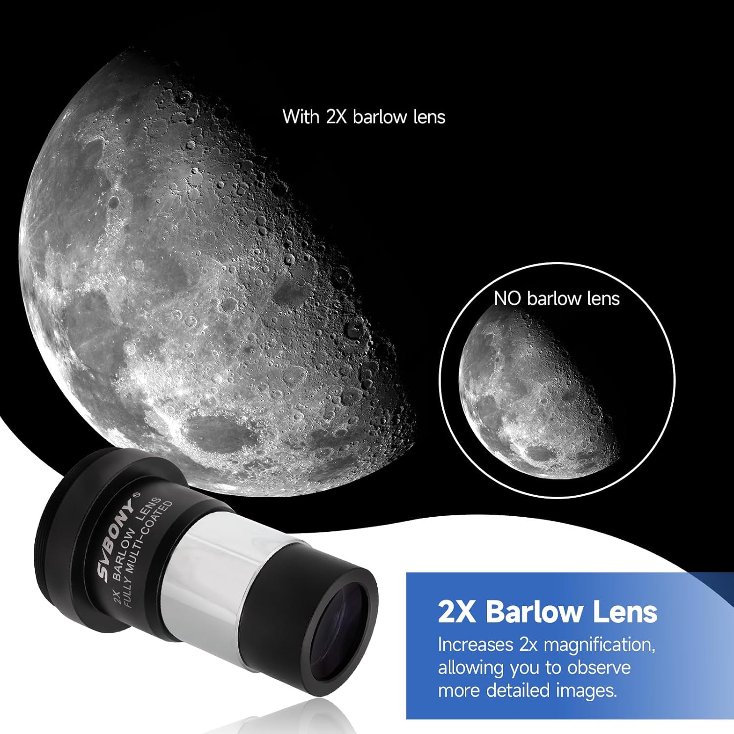Thumbnail 3 de SVBONY SV233 : kit d’oculaires + zoom 7–21 mm, Barlow 2x et filtres LRGB (12 pièces)