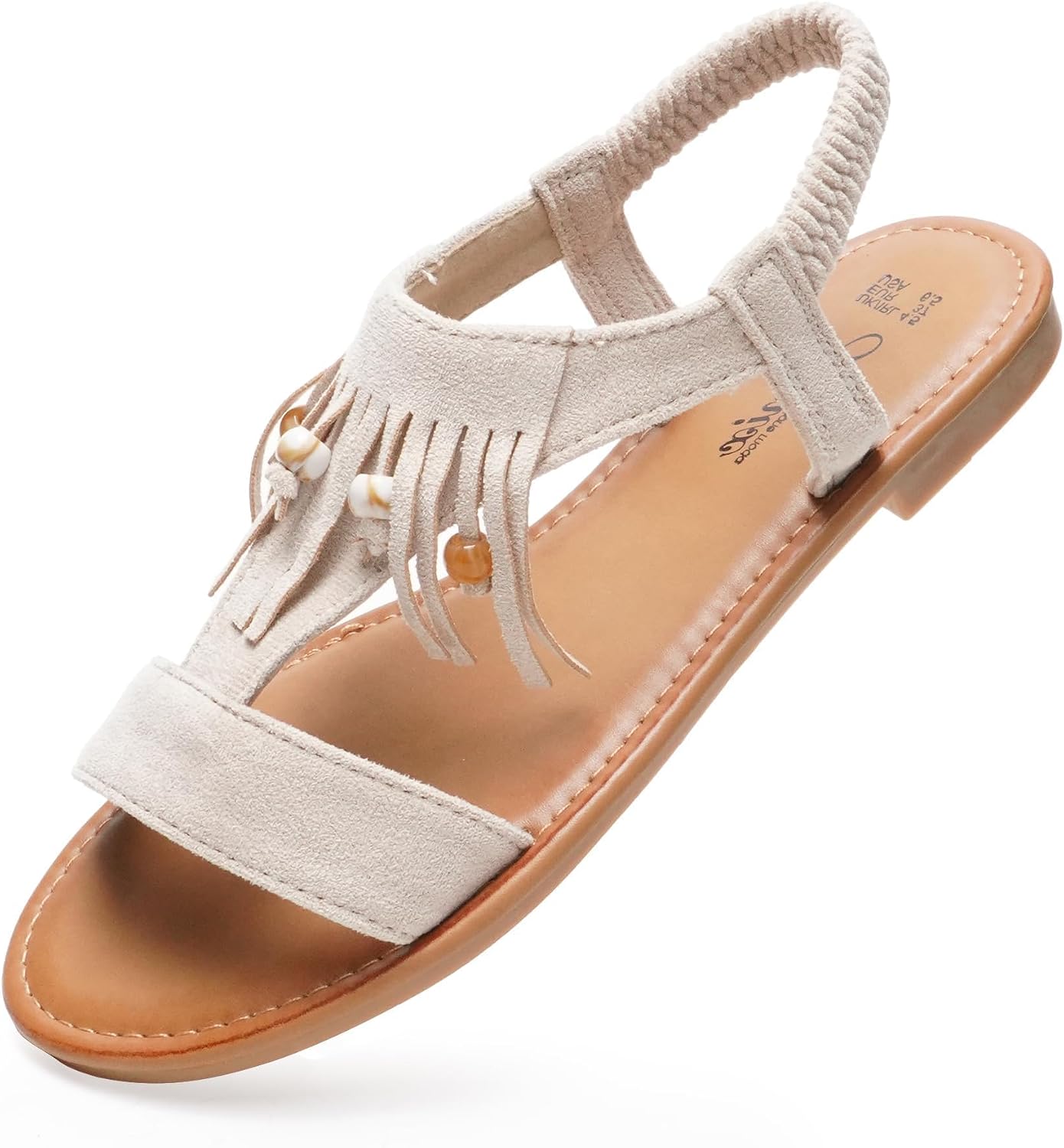 Detalle de JOMIX boho-zomersandalen als leren instappers voor strand en zee