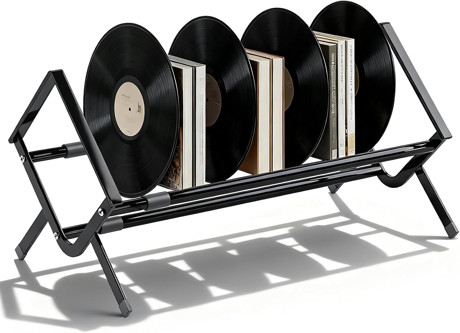 Detalle de MHYMX CLDE00280 – metalowy stojak na płyty winylowe, rozsuwany 43–75 cm