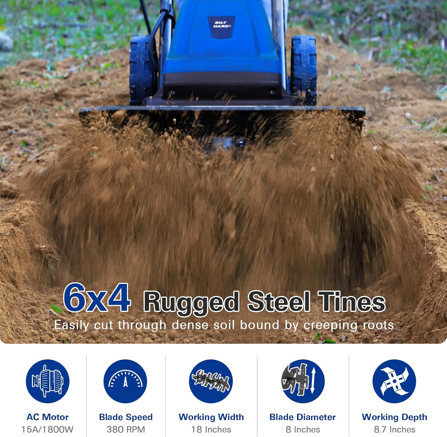 Detalle de BILT HARD Electric Tiller 18-Inch