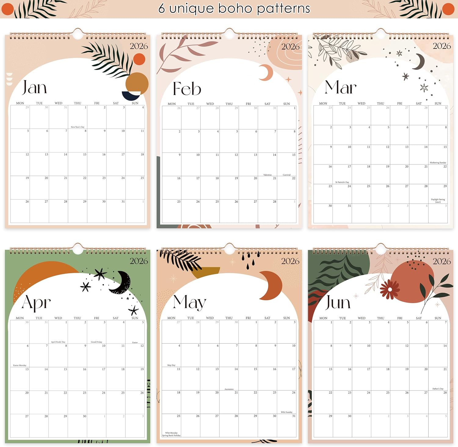Thumbnail 4 de 2026 Calendar UK Month to View 18‑Month