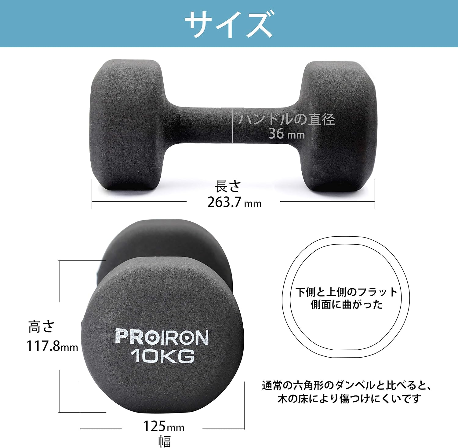Detalle de PROIRON Anti-Slip Neoprene Dumbbell Pair 1kg–10kg with Stand – UK Home Gym Set