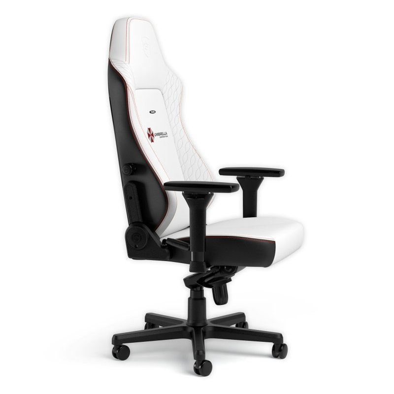 Detalle de Noblechairs HERO Resident Evil Umbrella Edition: Silla gaming de cuero sintético blanco y negro