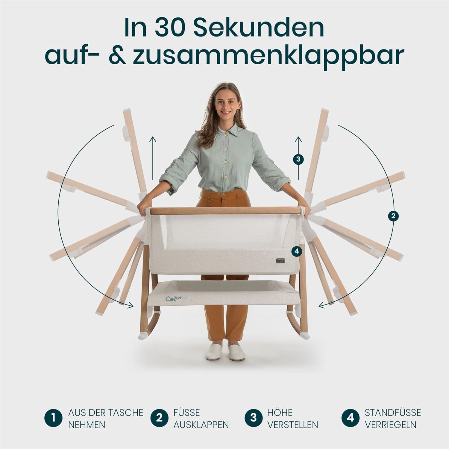 Thumbnail 6 de Tutti Bambini CoZee Air Beistellbett & Reisebett mit Matratze – Walnuss & Naturweiß