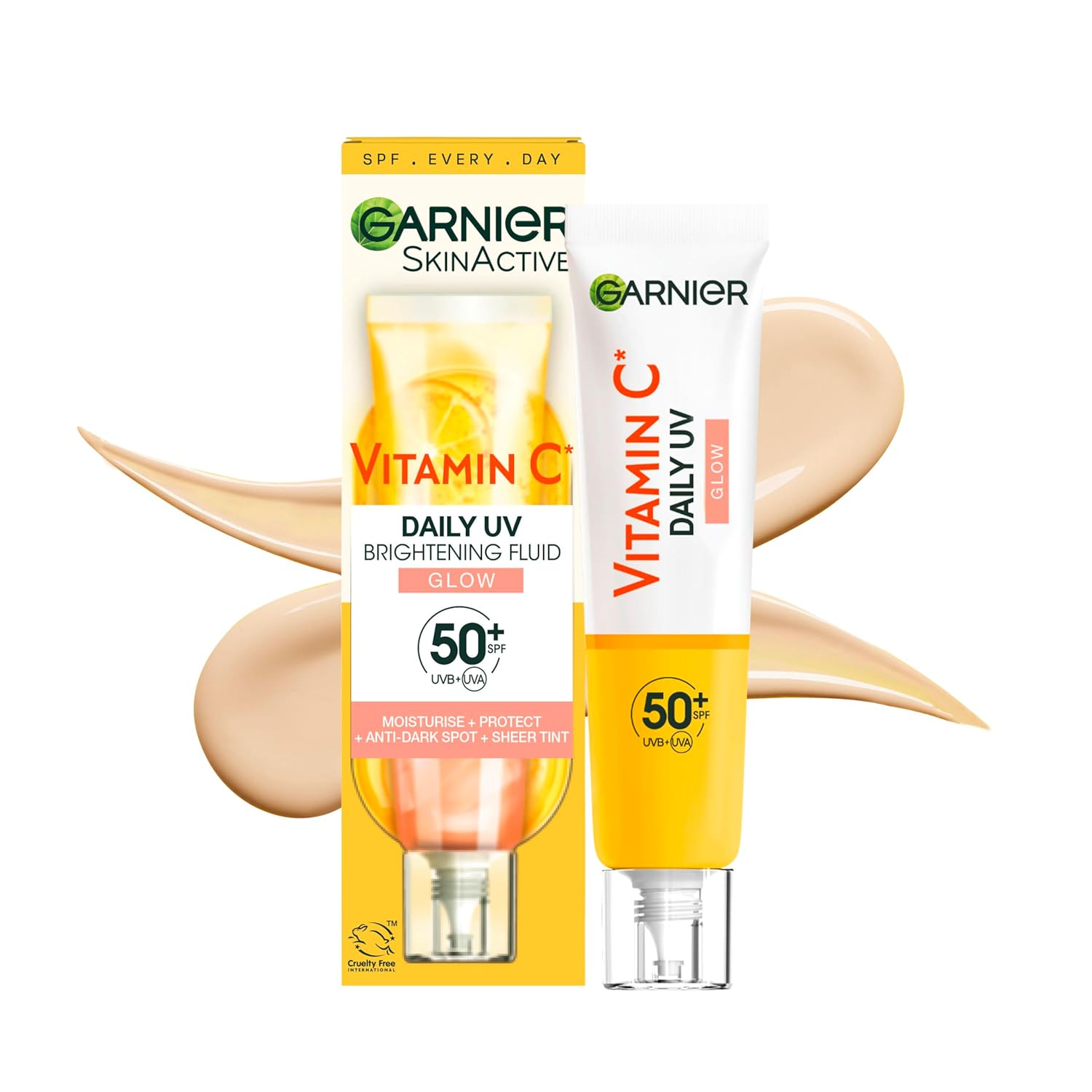 Detalle de Garnier Vitamin C Tägliches Sonnenfluid SPF 50+ – getöntes UV-Schutzfluid mit Glow, 40 ml