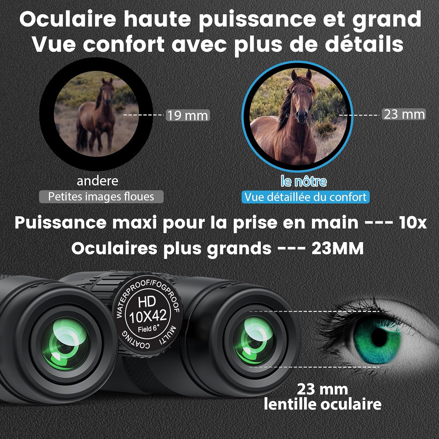 Thumbnail 3 de Jumelles 10x42 étanches Timorn HD avec prisme toit BAK4, adaptateur smartphone et trépied