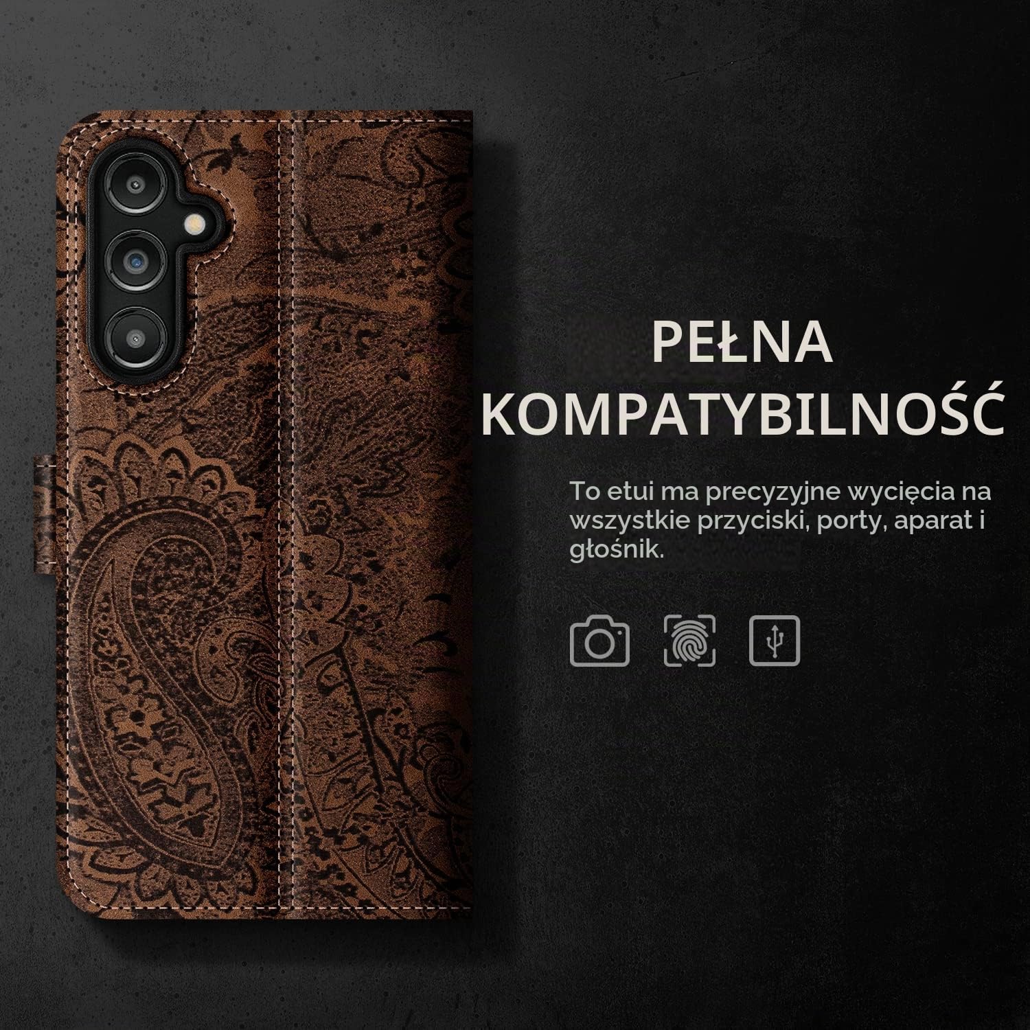 Detalle de SURAZO etui z klapką do Samsung Galaxy A34 5G ze skóry, RFID i miejscem na karty