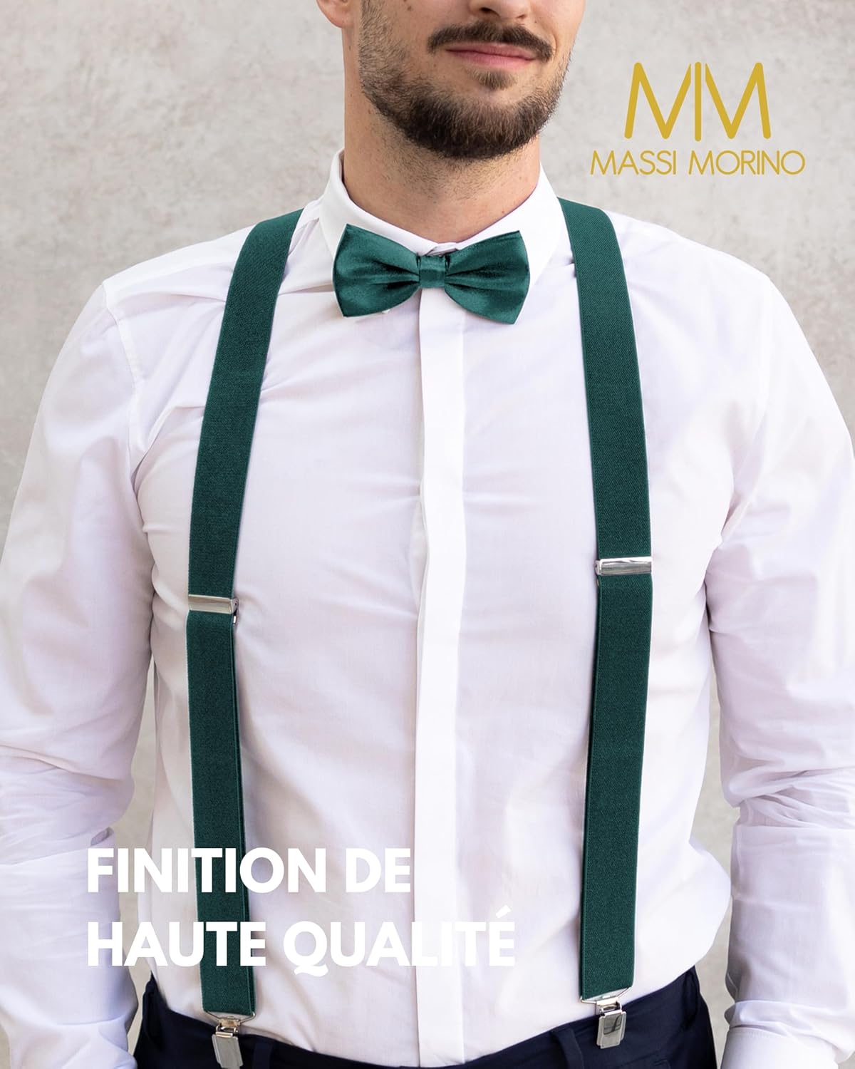 Detalle 2 de Ensemble Massi Morino : bretelles en Y avec nœud papillon pré-attaché pour costume