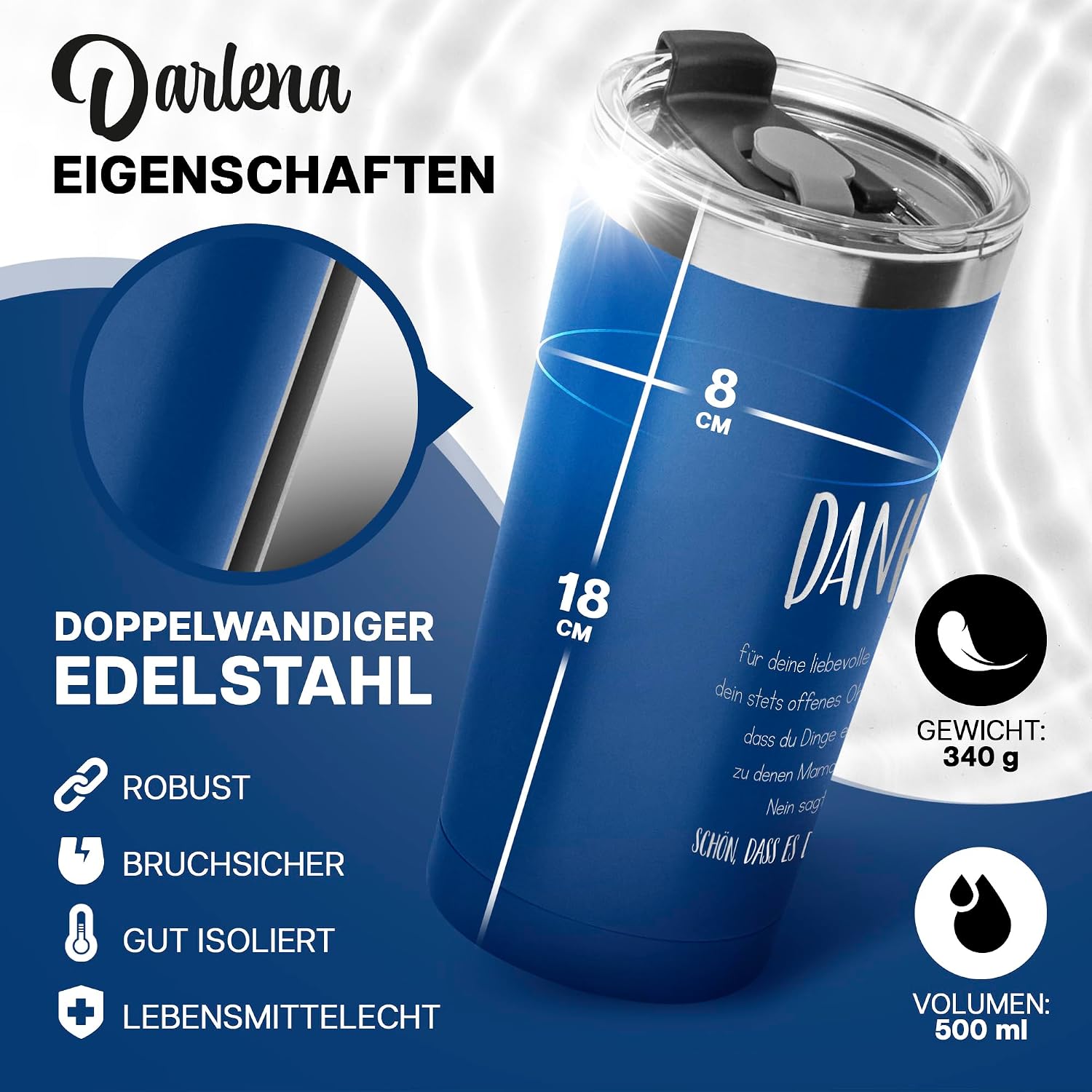 Detalle de Darlena Thermobecher Bester Opa – Geschenkset, 500 ml