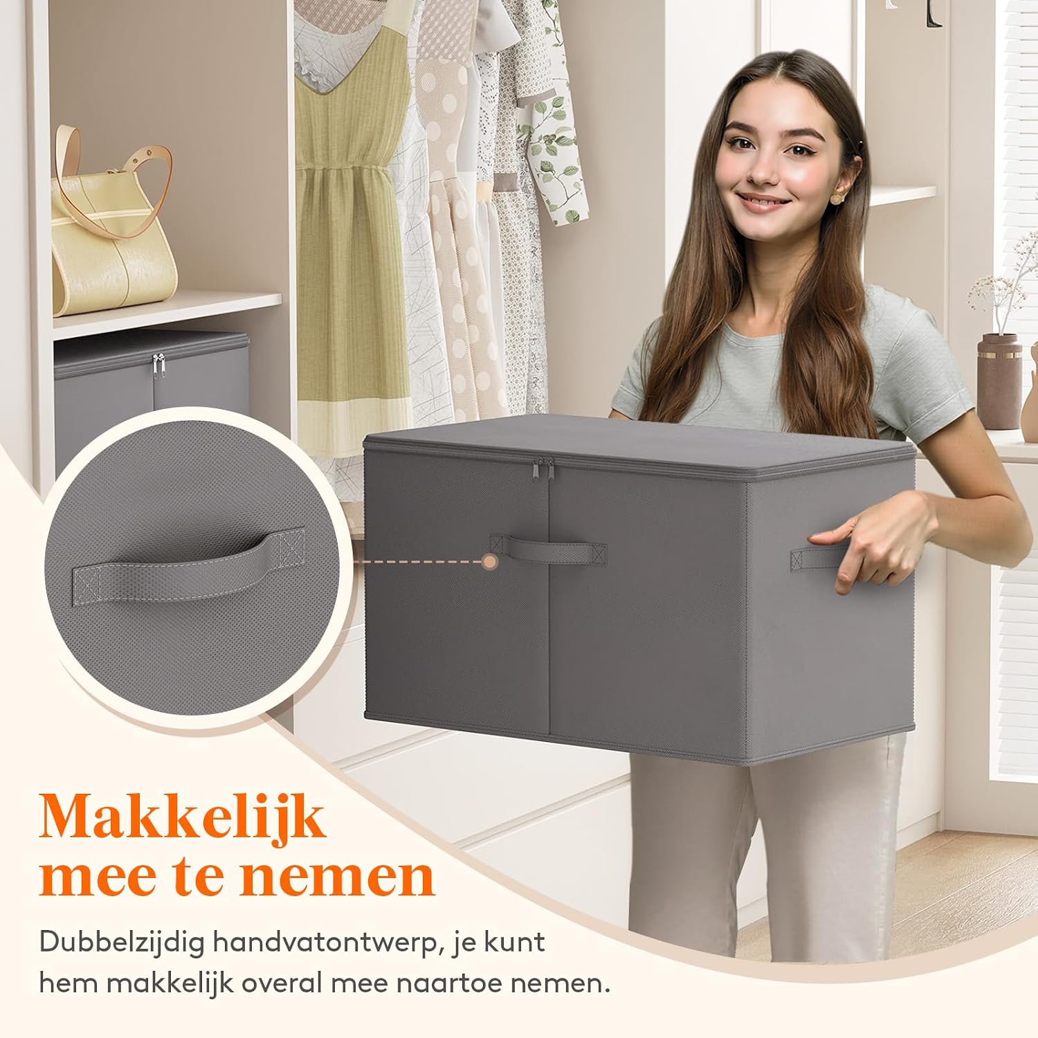Thumbnail 4 de Lifewit 24300 stoffen opbergdozen, set van 6, 56 × 33 × 32 cm met rits
