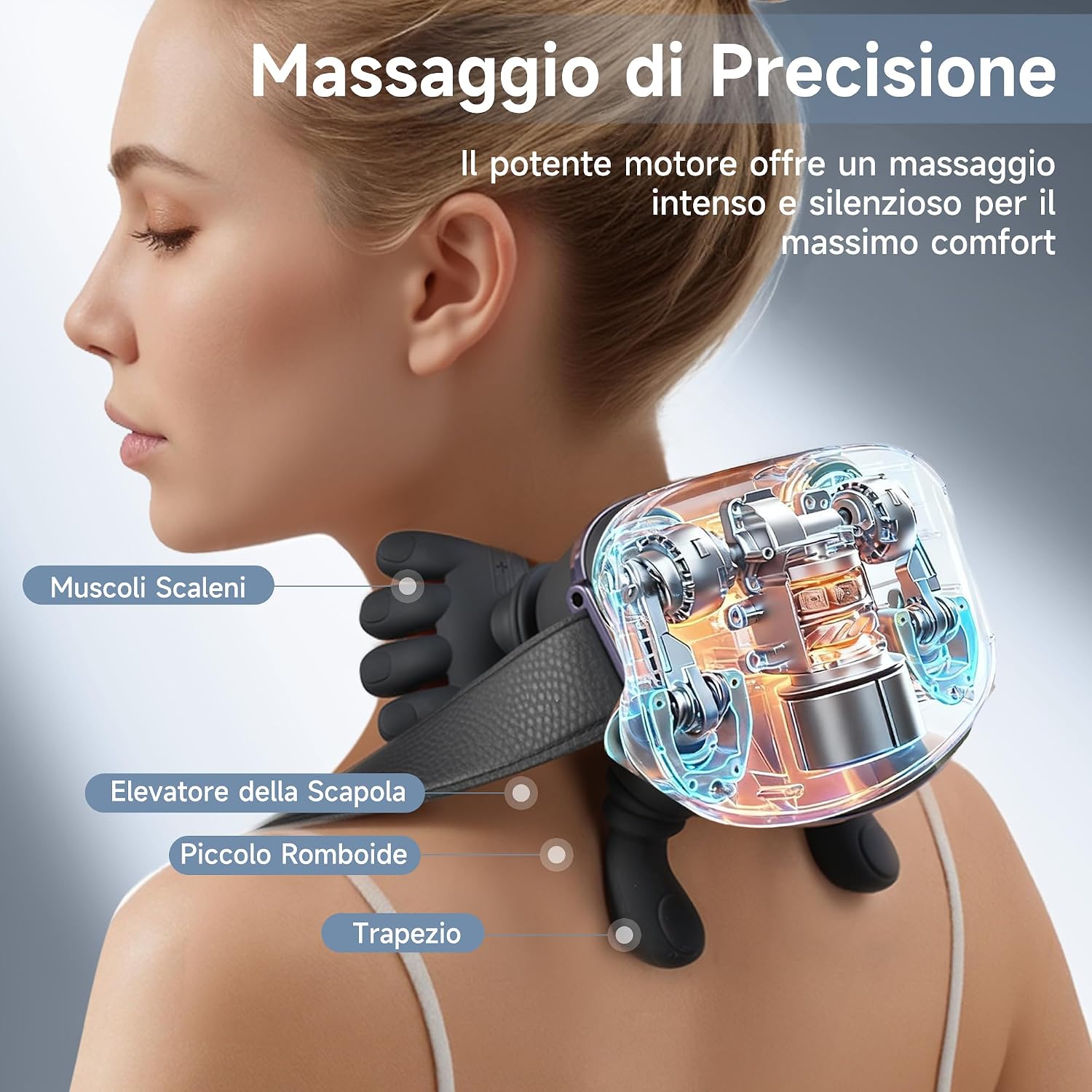 Detalle de CRECAD Massaggiatore Cervicale 4D Riscaldante – Massaggio a mani libere per collo, spalle e schiena