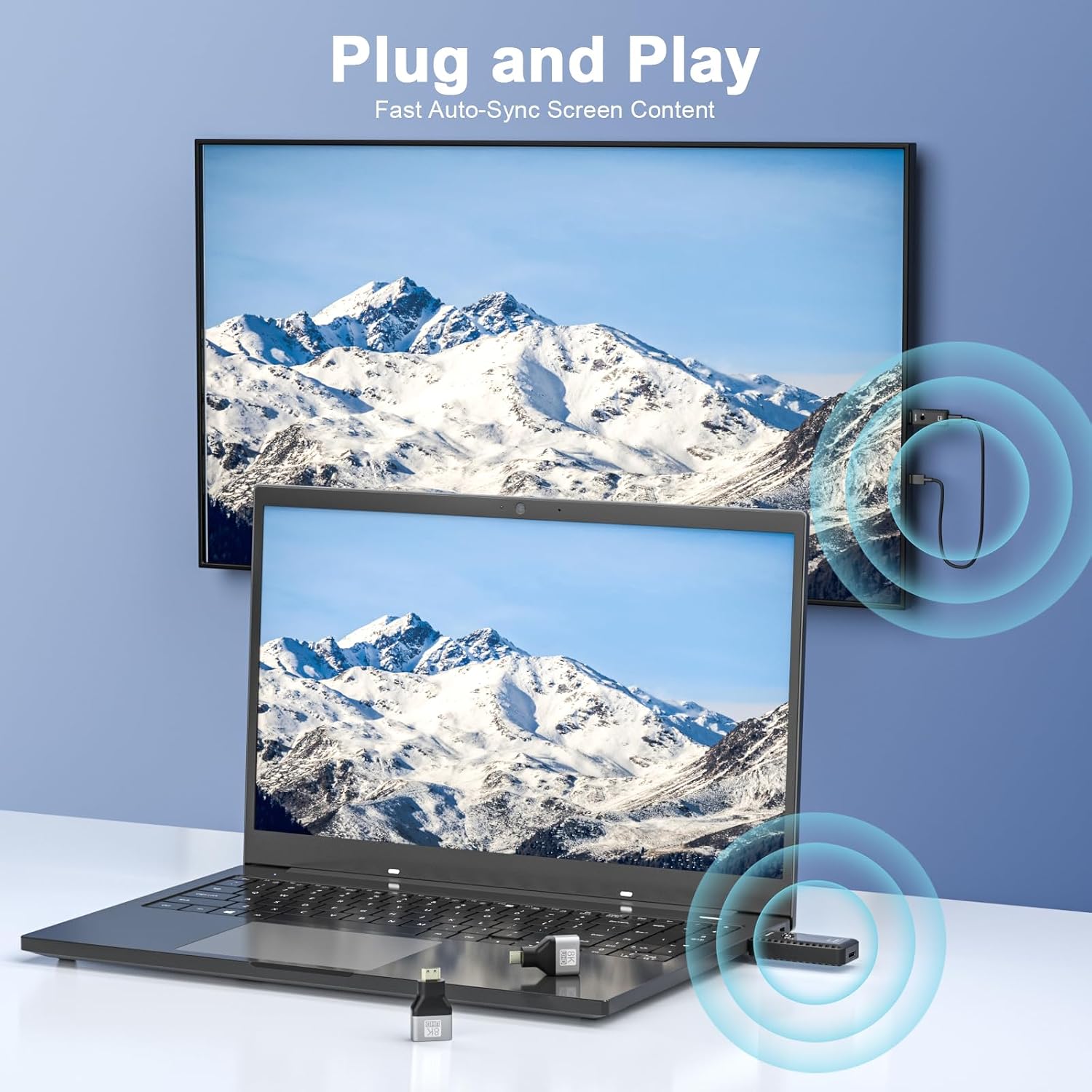 Detalle de PWAYTEK Wireless HDMI Transmitter and Receiver: 4K Decode, 1080P Output, 50m/164ft Dual-Band