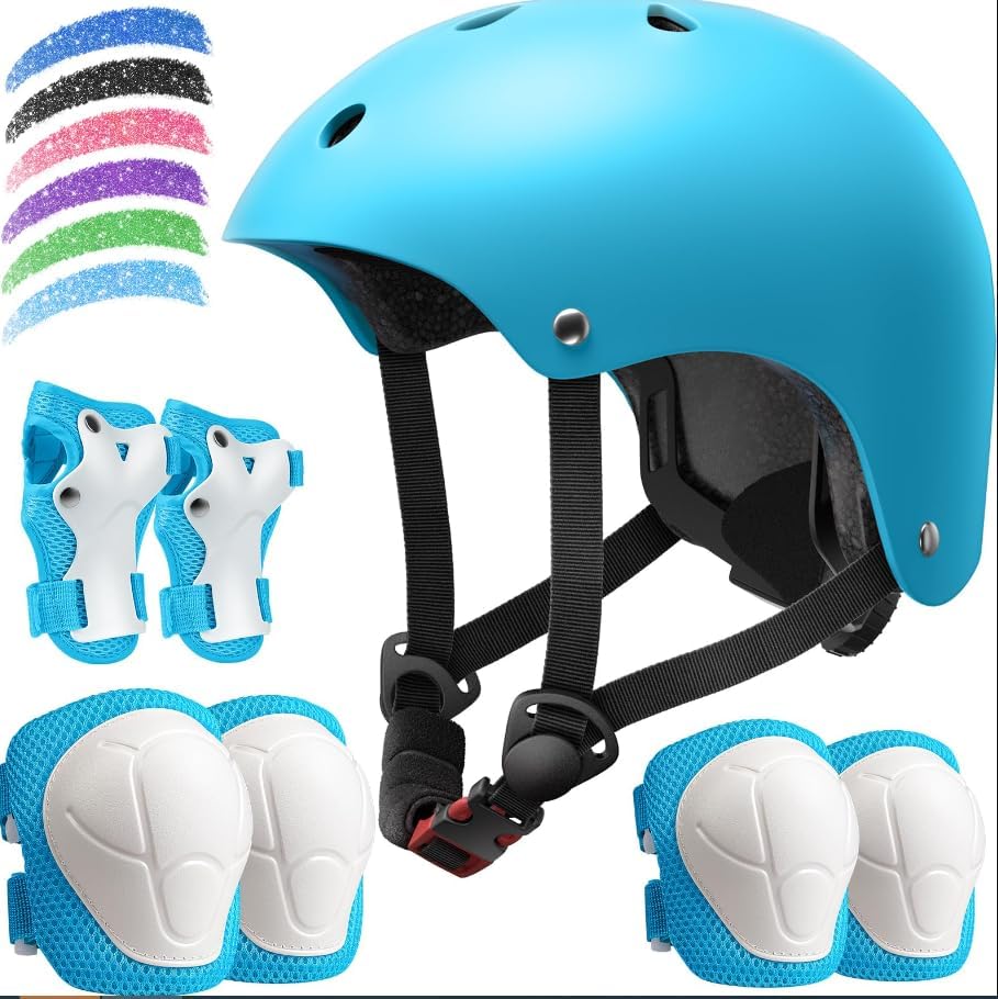 Detalle de DARME M Light Blue Kids’ Bike Helmet Set with Adjustable Fit and Pads
