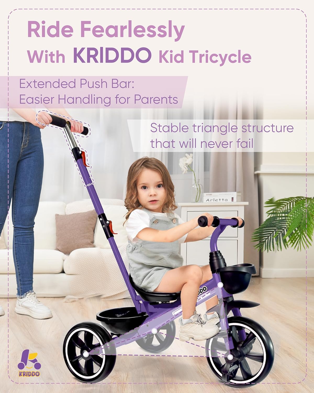 Thumbnail 3 de KRIDDO 2-in-1 Toddler Tricycle 18 Months 🎲