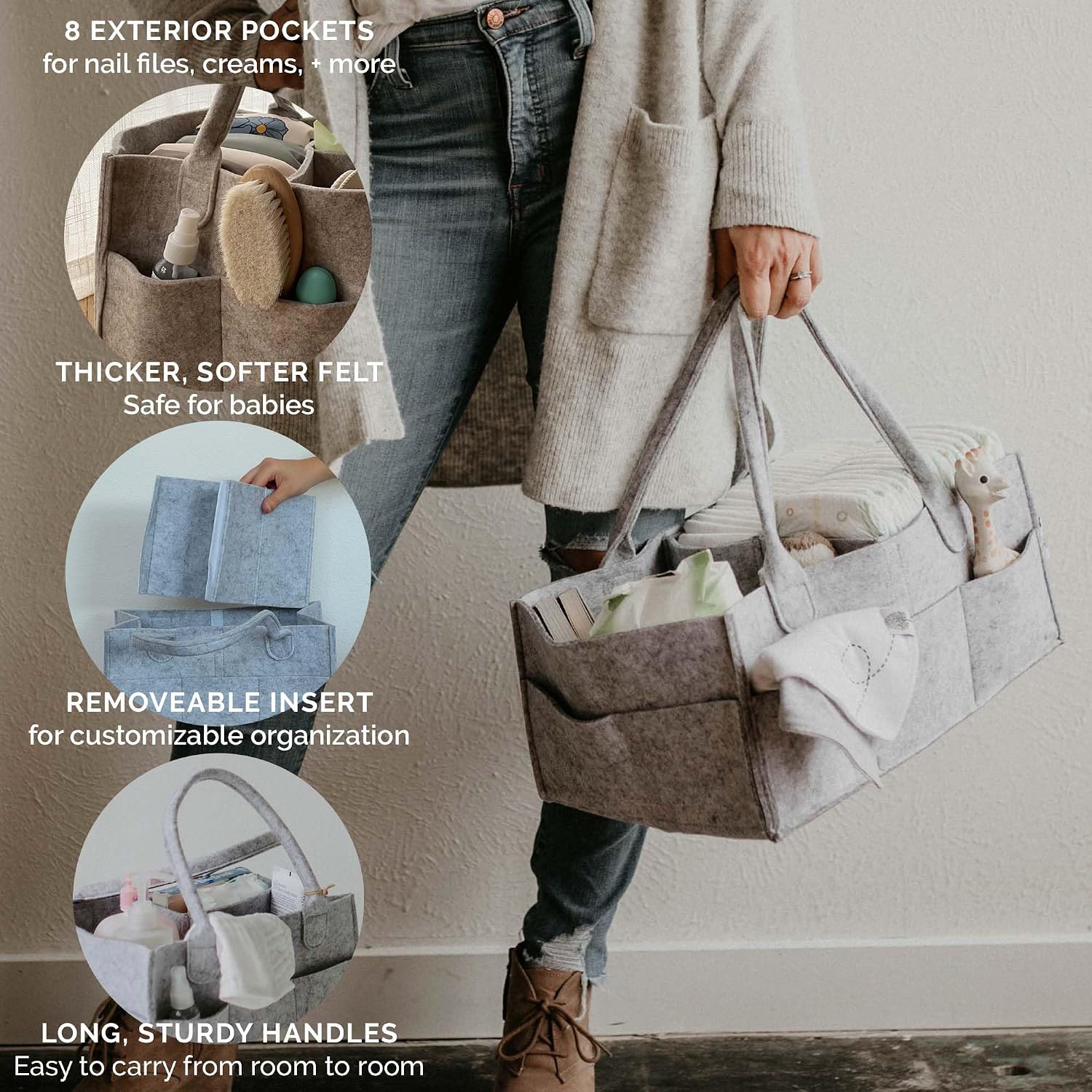 Thumbnail 4 de Parker Baby Diaper Caddy Gray — Diaper Organizer