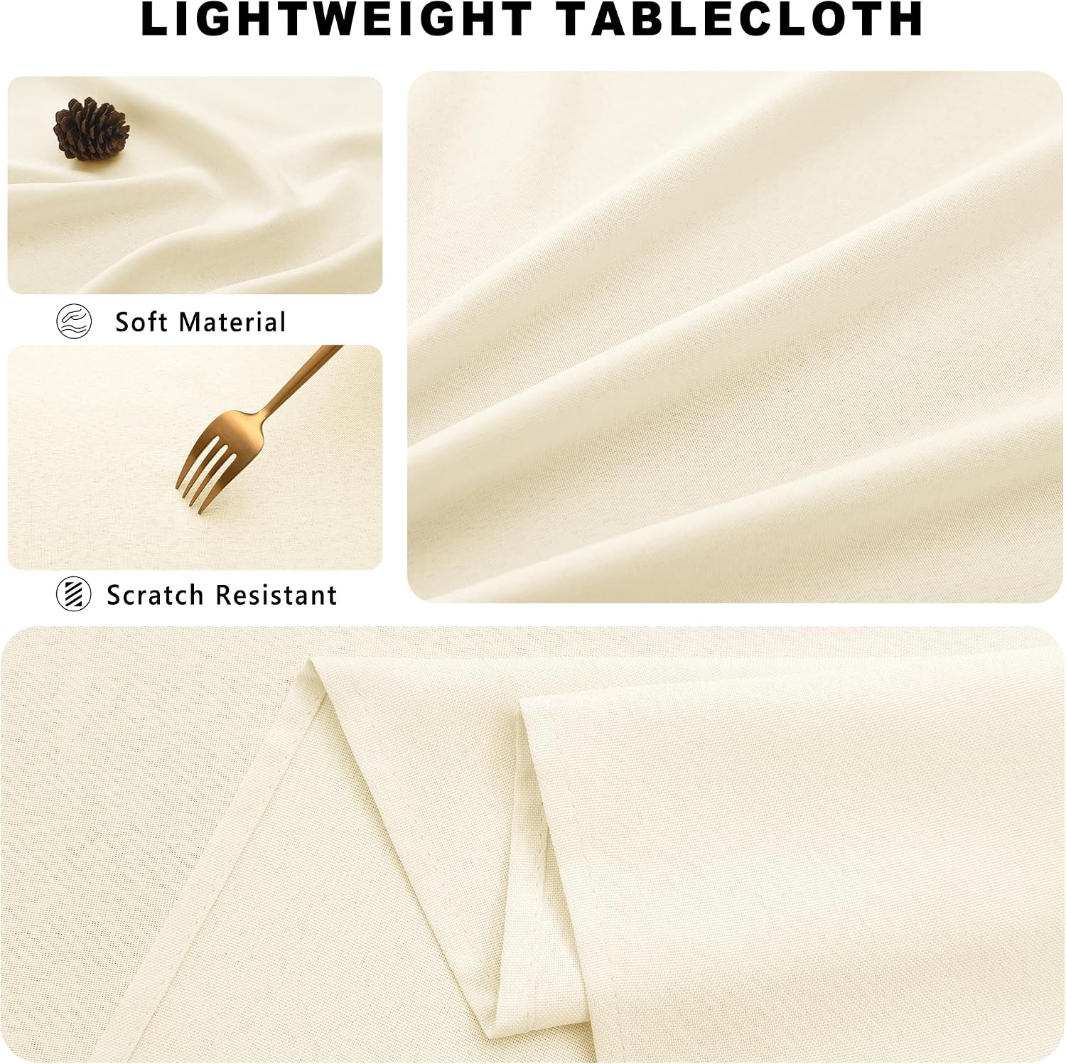 Detalle de DWCN DWEU-YLZZB-1P-5252-10 tafelkleed 130 x 130 cm, linnenlook