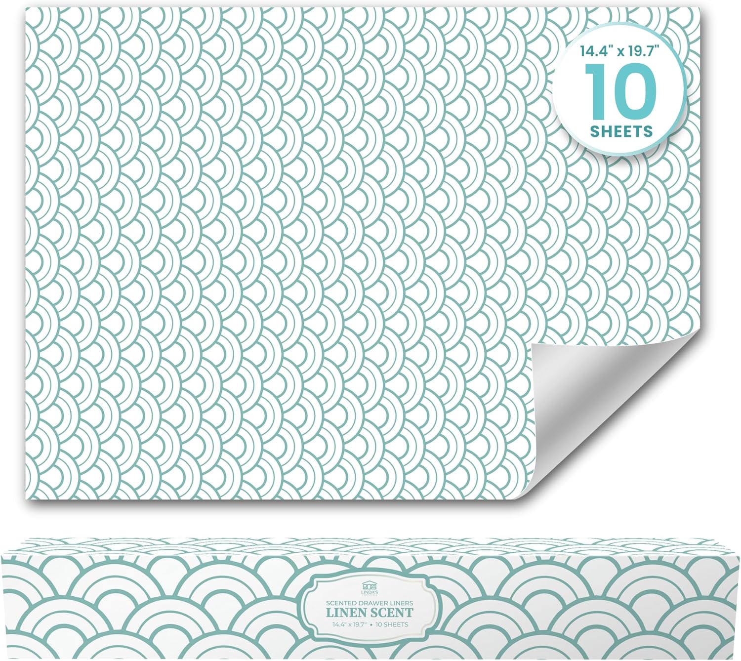 Fresh Linen Scented Drawer Liners (10 Large Sheets) – Non-adhesive drawer fresheners for wardrobes and shelves