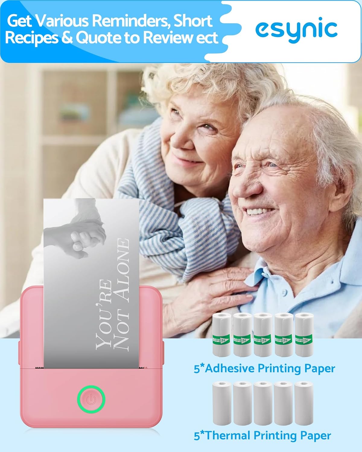Thumbnail 6 de eSynic Pink Mini Portable Thermal Printer: Pocket-Sized, Inkless Photo & Sticker Printer
