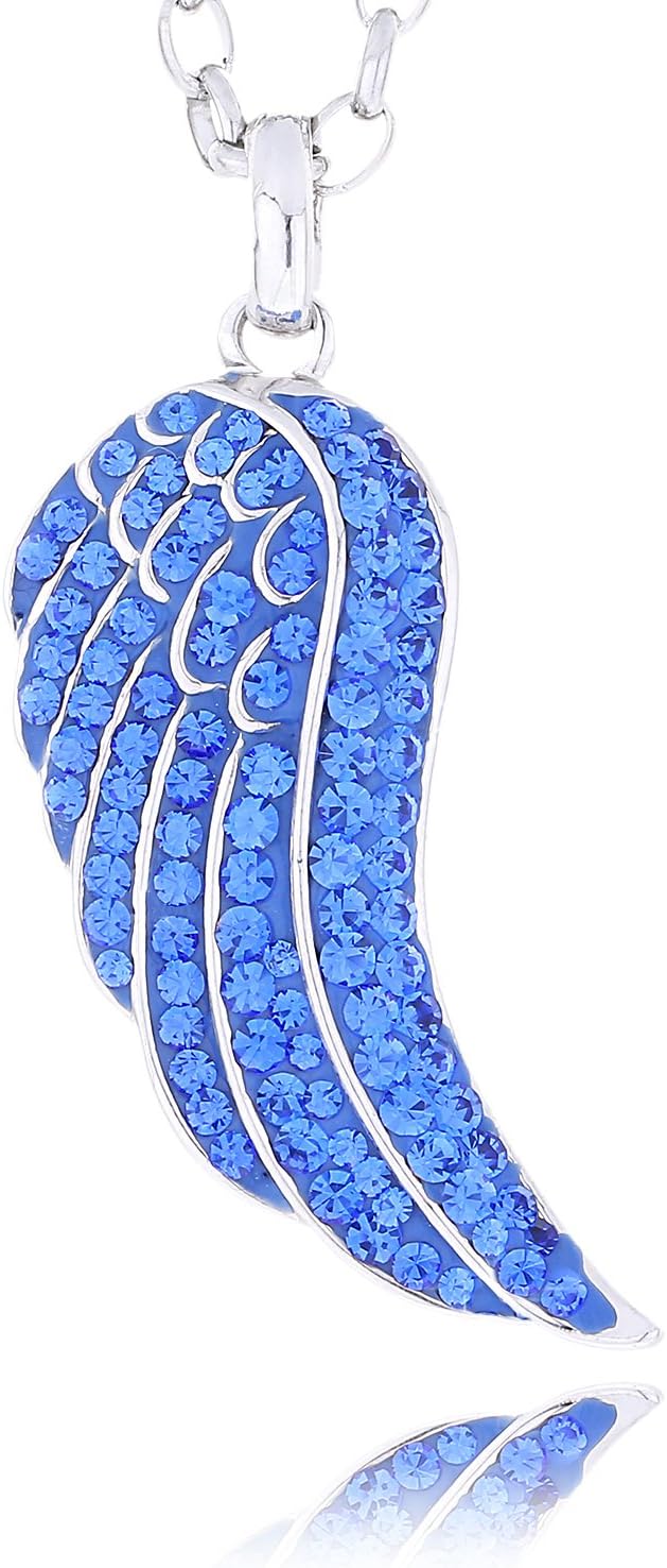 Detalle de Morella Collana Donna con Ali di Angelo e zirconi in acciaio inox – 70 cm + estensione