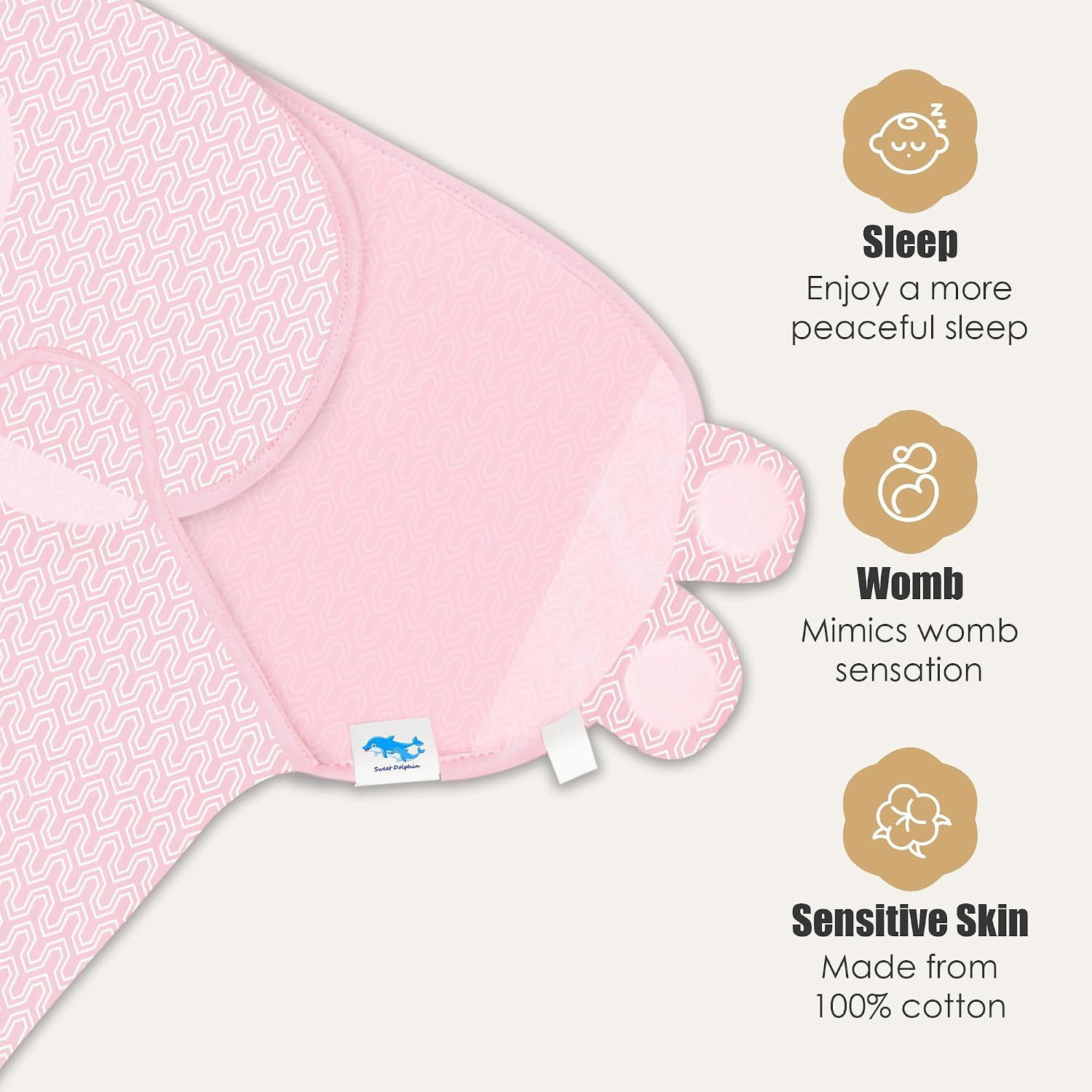 Detalle de SWEET DOLPHIN Baby Swaddle Sleep Sacks, 3-Pack