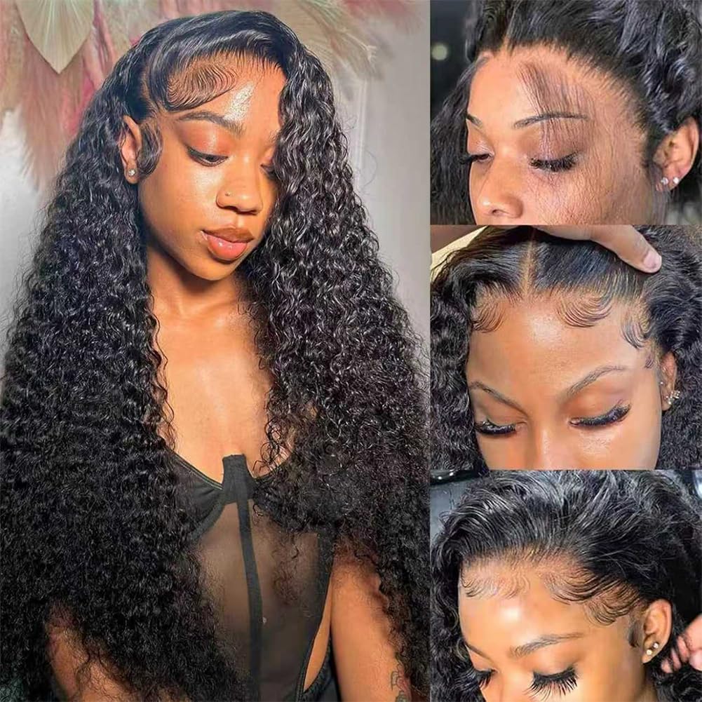 Detalle 2 de Lemeiily 30-Inch Deep Wave HD Lace Front Human Hair Wig