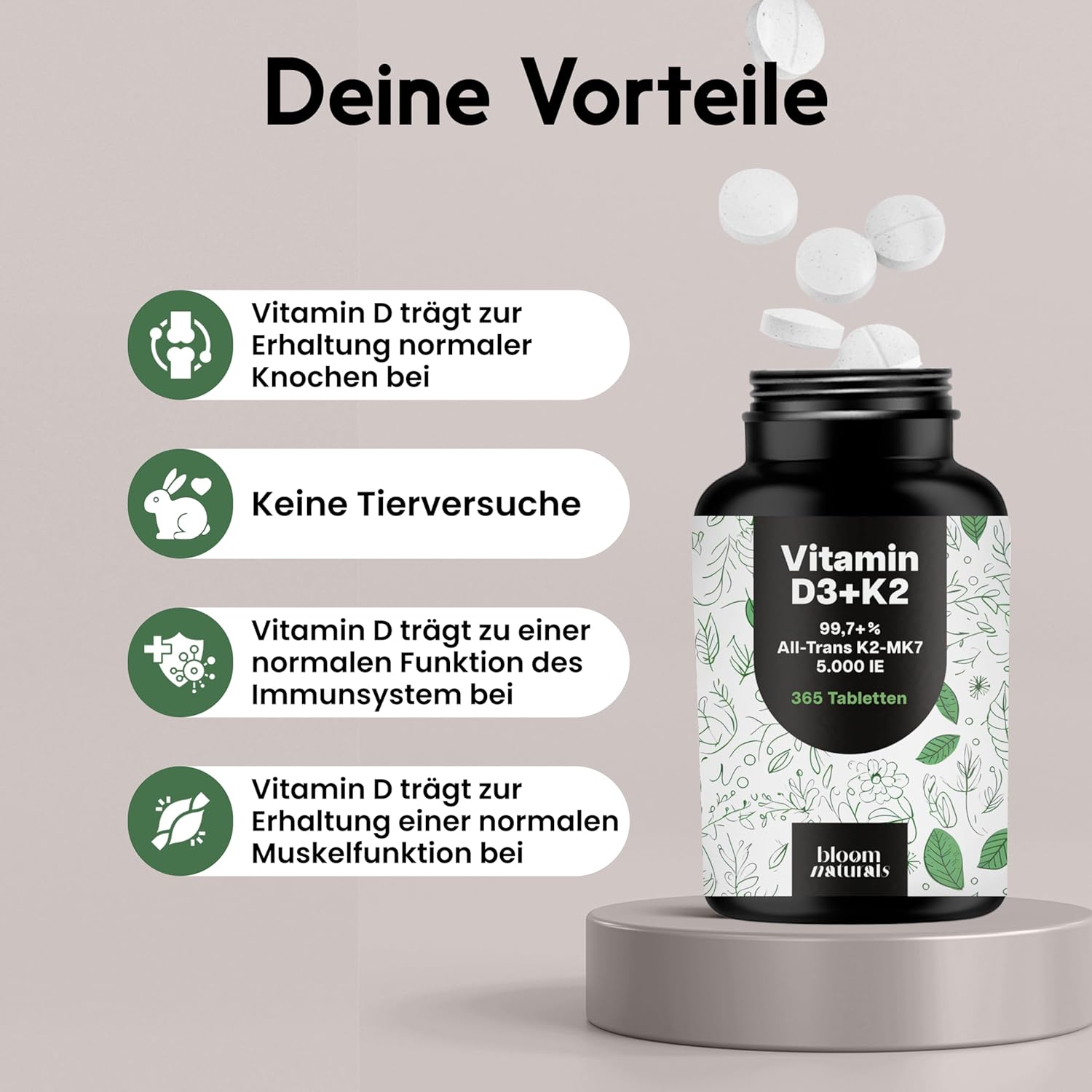 Thumbnail 3 de Vitamin D3 K2 5000 IE Tabletten, 365 Stk
