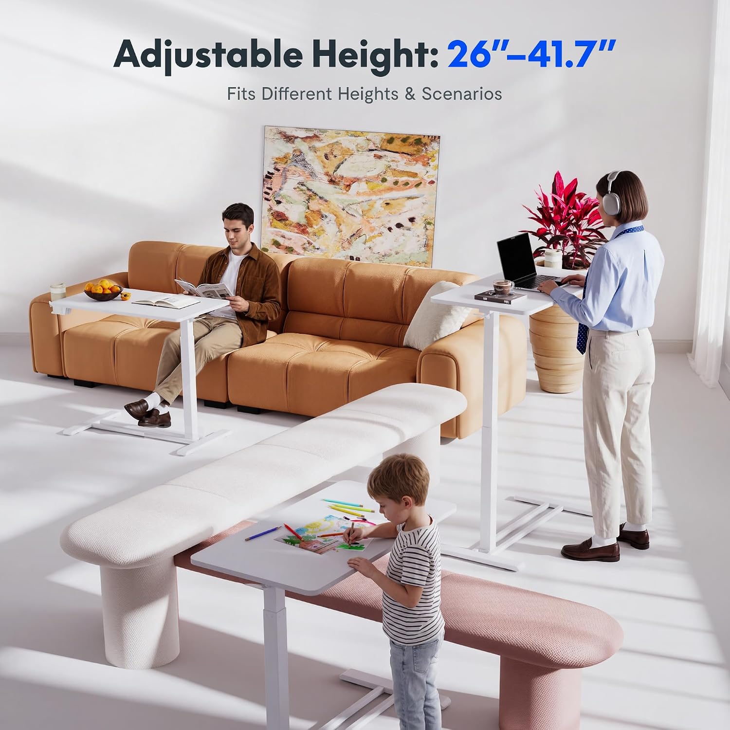 Detalle de FLEXISPOT H7 Adjustable Overbed Table with Pneumatic Lift